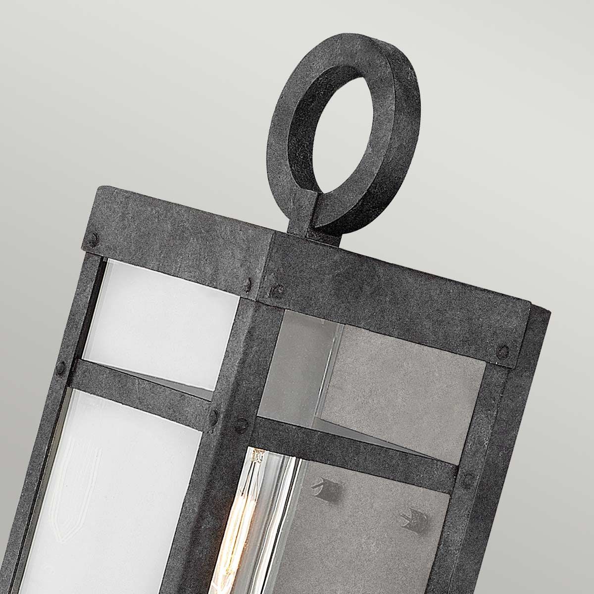 Porter Small Wall Lantern Light Aged Zinc & Clear - QN-PORTER-S-DZ