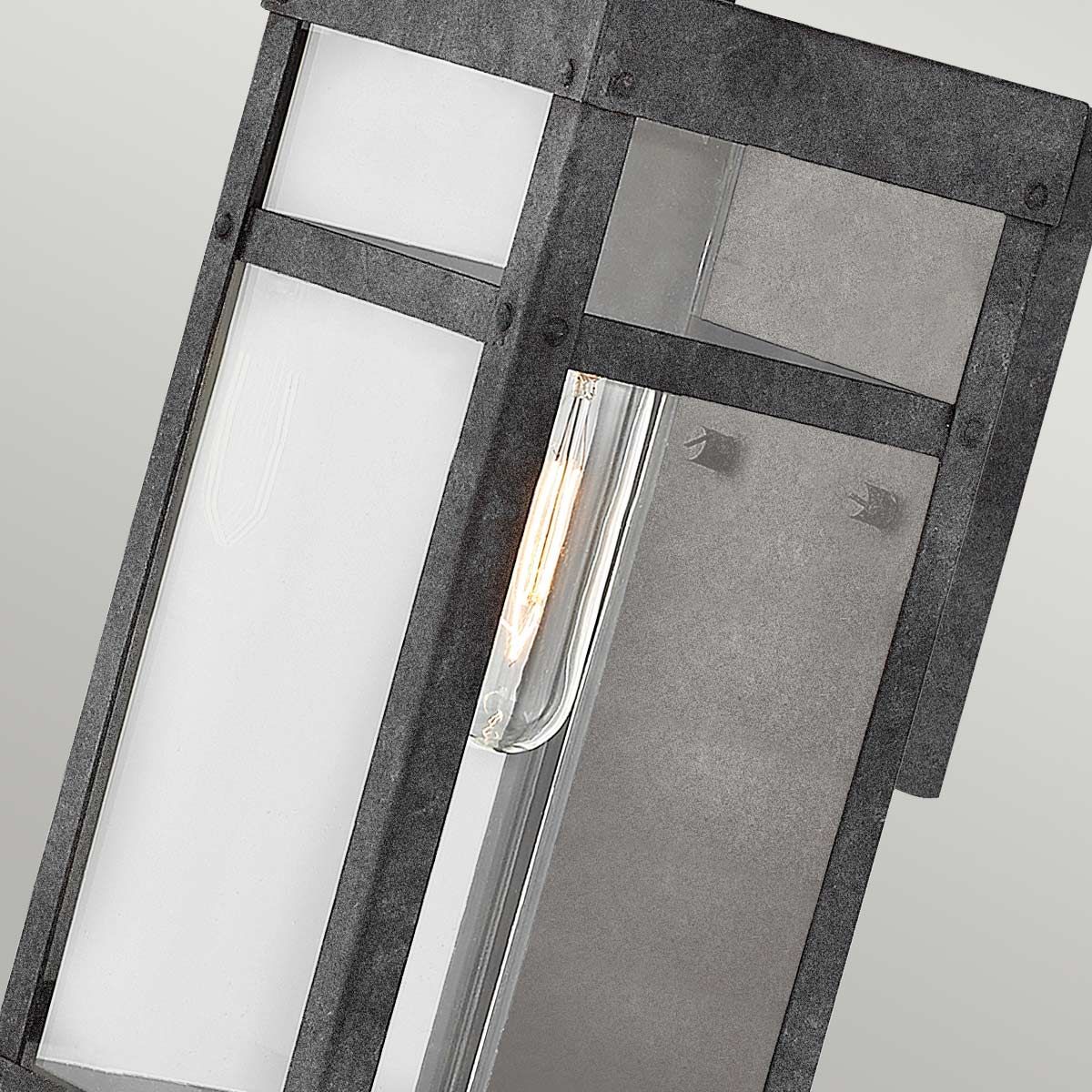 Porter Small Wall Lantern Light Aged Zinc & Clear - QN-PORTER-S-DZ