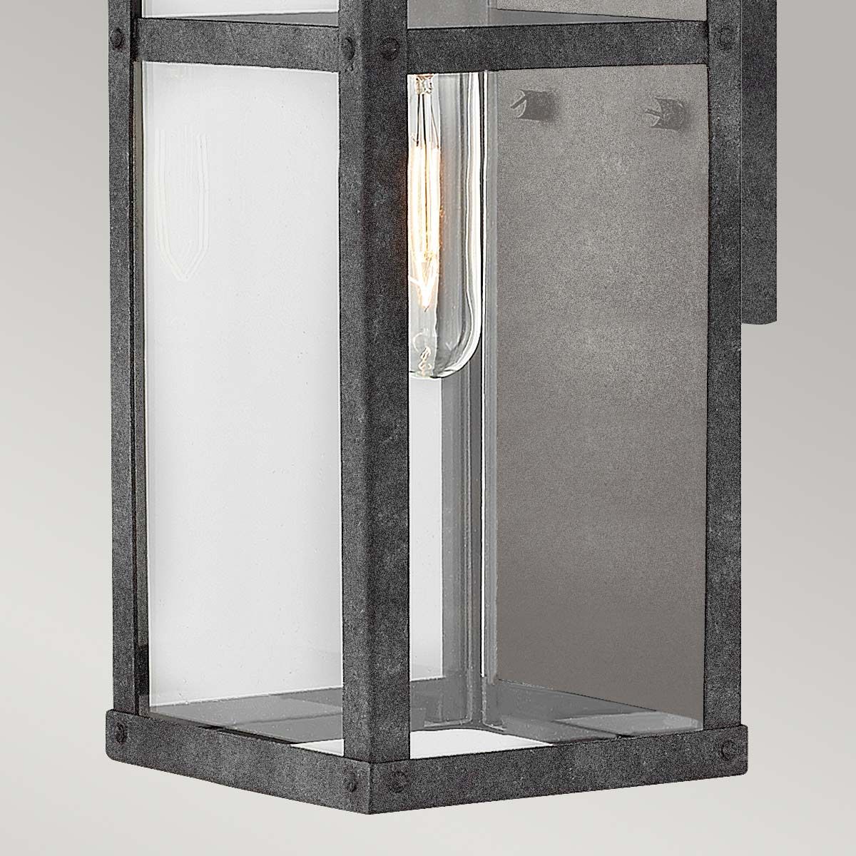 Porter Small Wall Lantern Light Aged Zinc & Clear - QN-PORTER-S-DZ