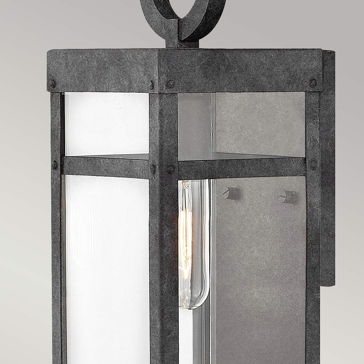 Porter Small Wall Lantern Light Aged Zinc & Clear - QN-PORTER-S-DZ