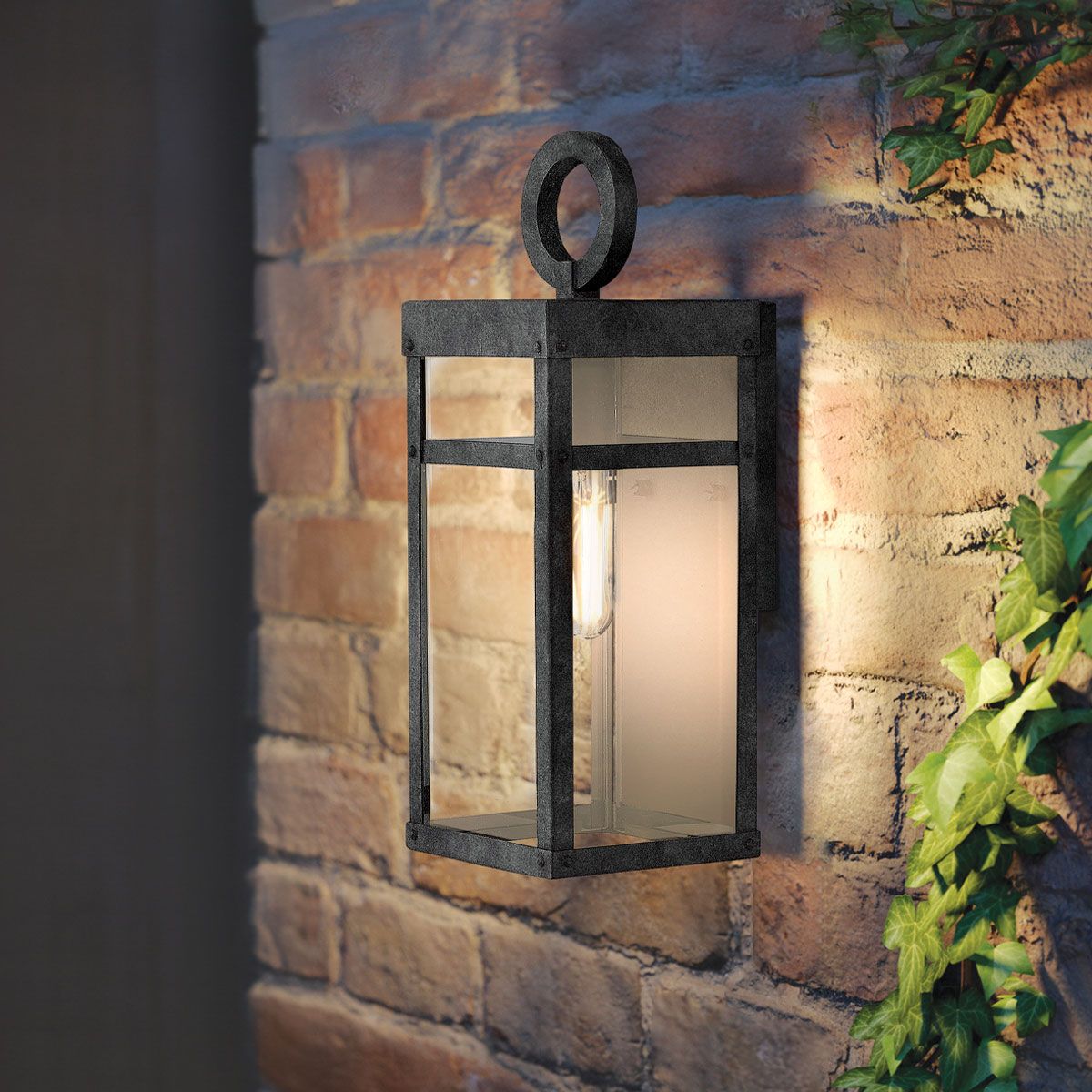 Porter Small Wall Lantern Light Aged Zinc & Clear - QN-PORTER-S-DZ