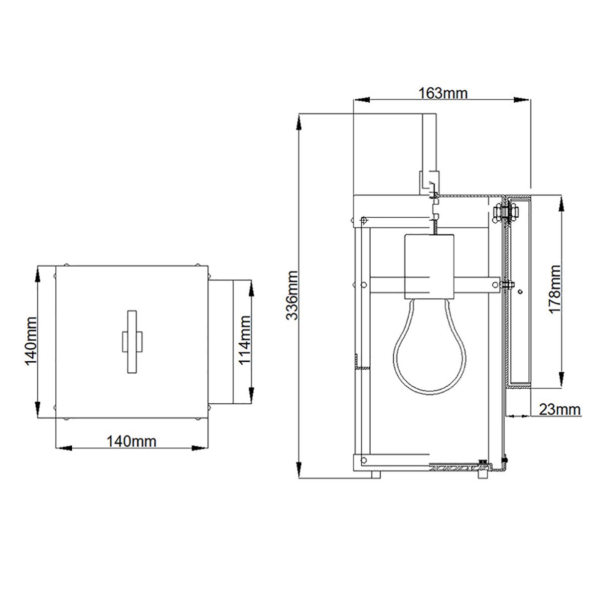 Porter Small Wall Lantern Light Aged Zinc & Clear - QN-PORTER-S-DZ