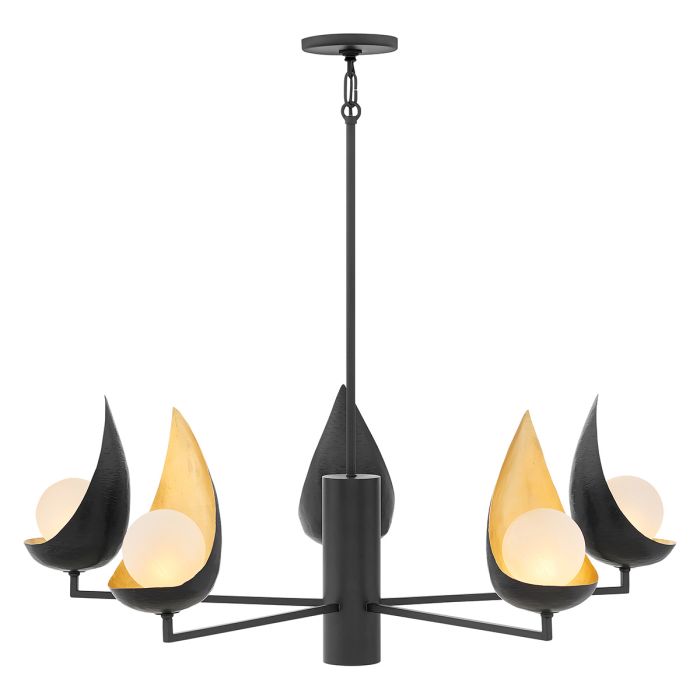 Ren 5 Light Chandelier Matte Black & Gold - QN-REN5