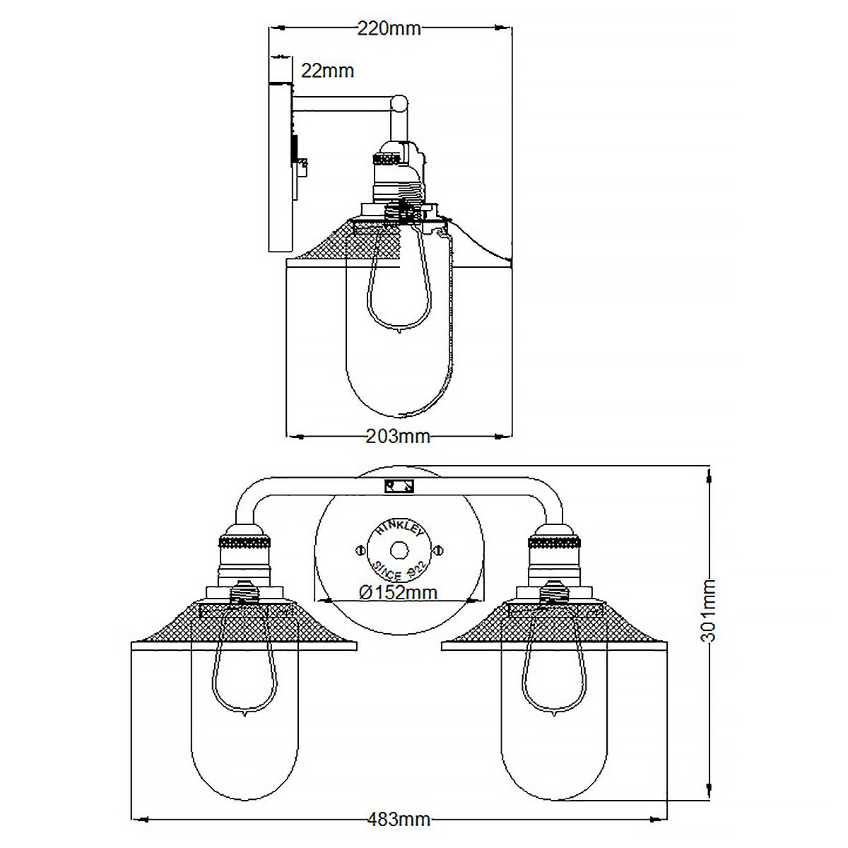 Rigby Vanity 2 Light Polished Chrome - QN-RIGBY2-BATH-PC