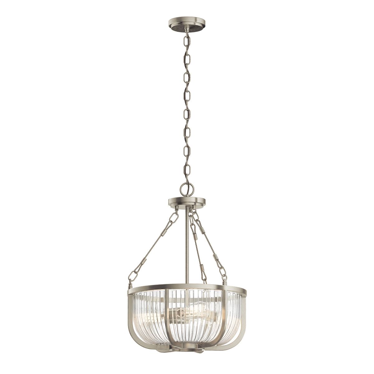 Roux 3 Light Pendant Brushed Nickel or Clear - QN-ROUX3-BN