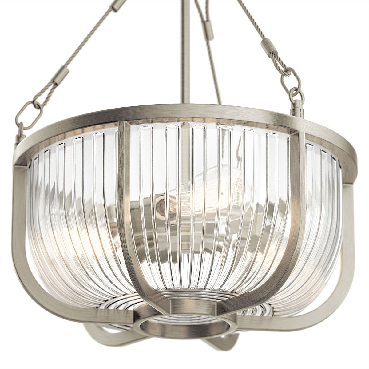 Roux 3 Light Pendant Brushed Nickel or Clear - QN-ROUX3-BN