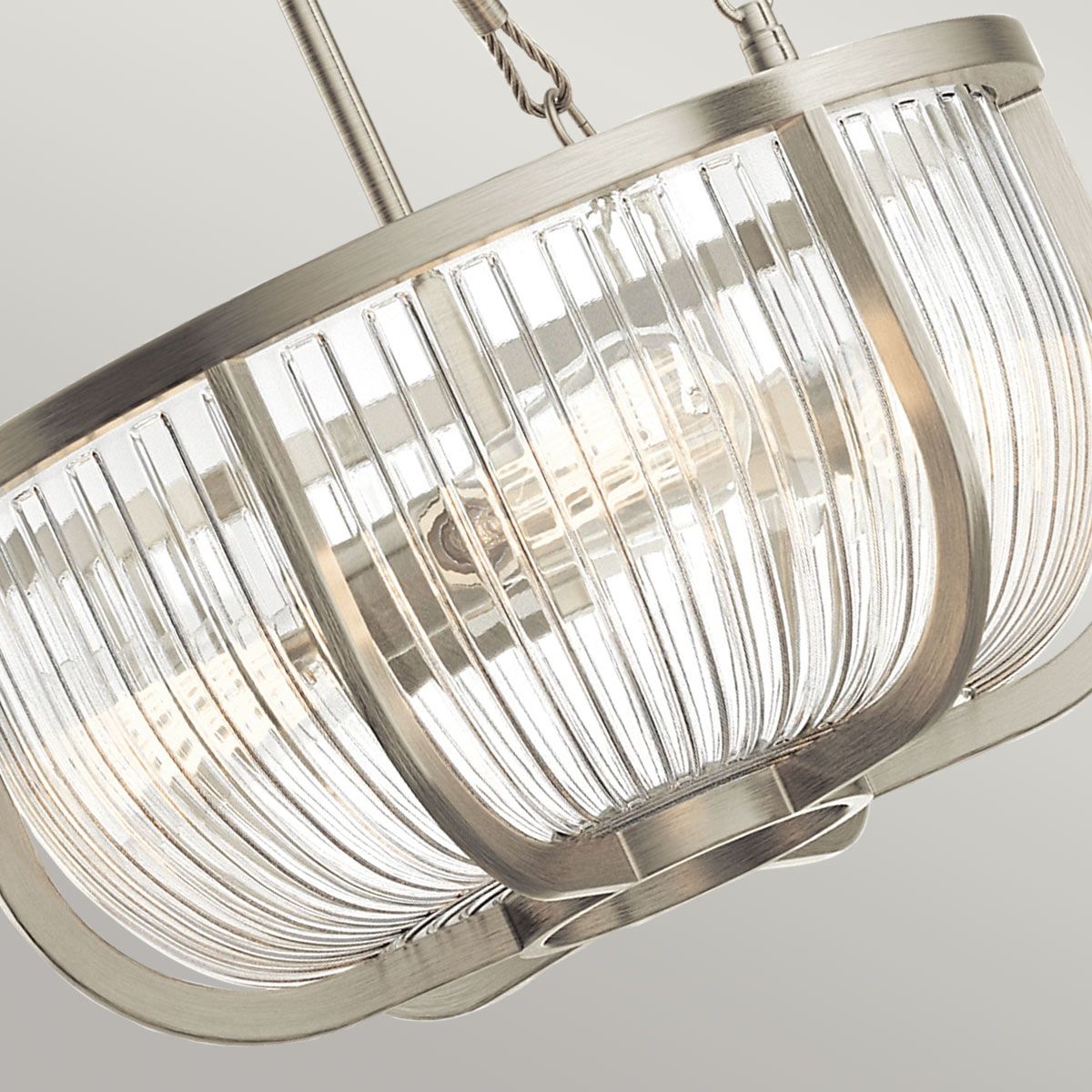 Roux 3 Light Pendant Brushed Nickel or Clear - QN-ROUX3-BN