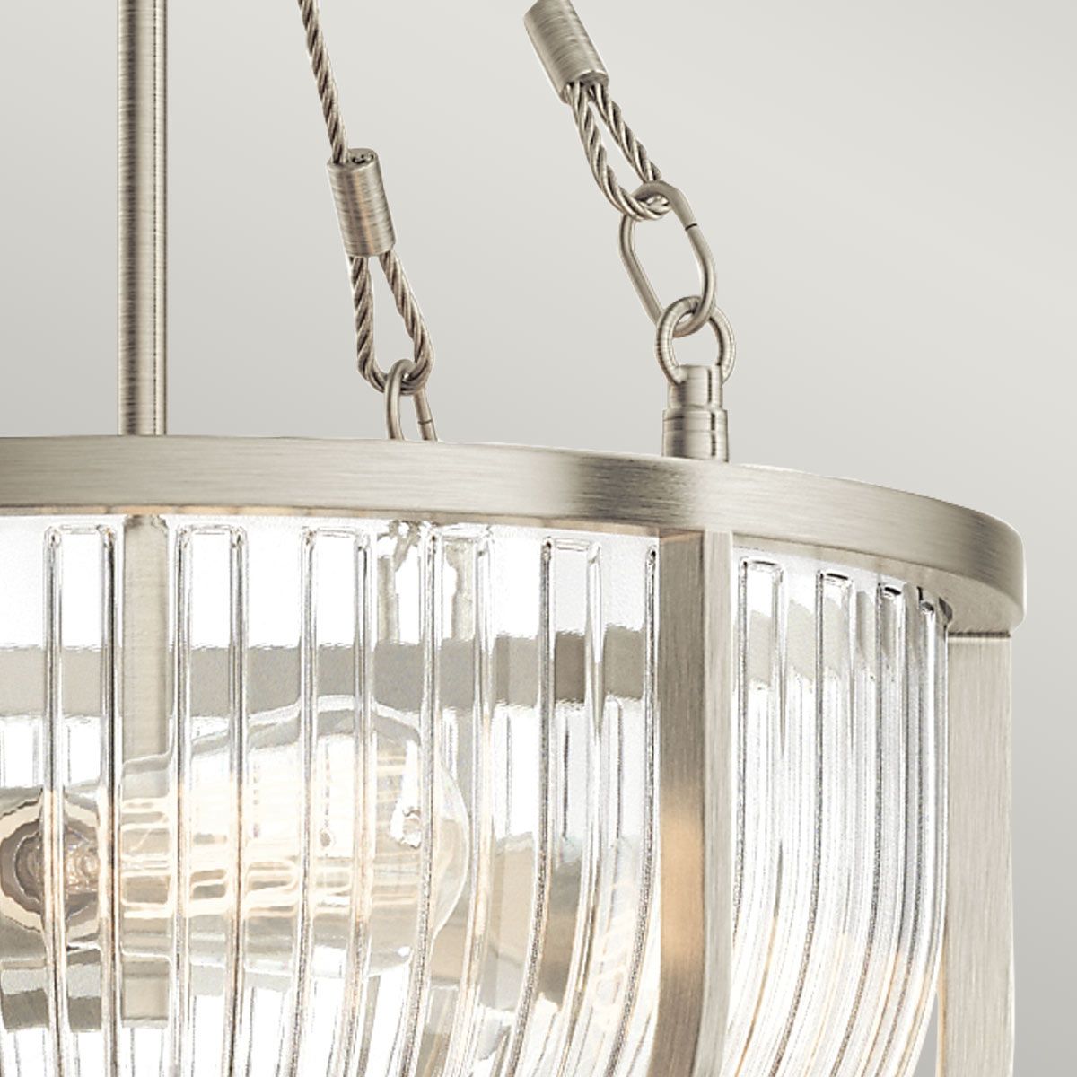 Roux 3 Light Pendant Brushed Nickel or Clear - QN-ROUX3-BN