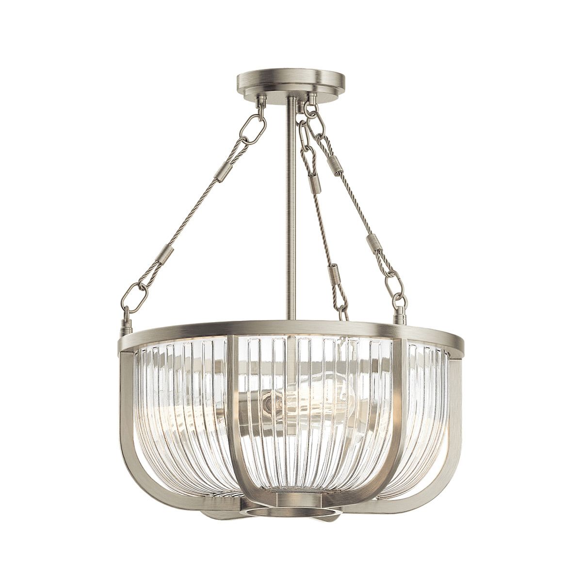 Roux 3 Light Pendant Brushed Nickel or Clear - QN-ROUX3-BN