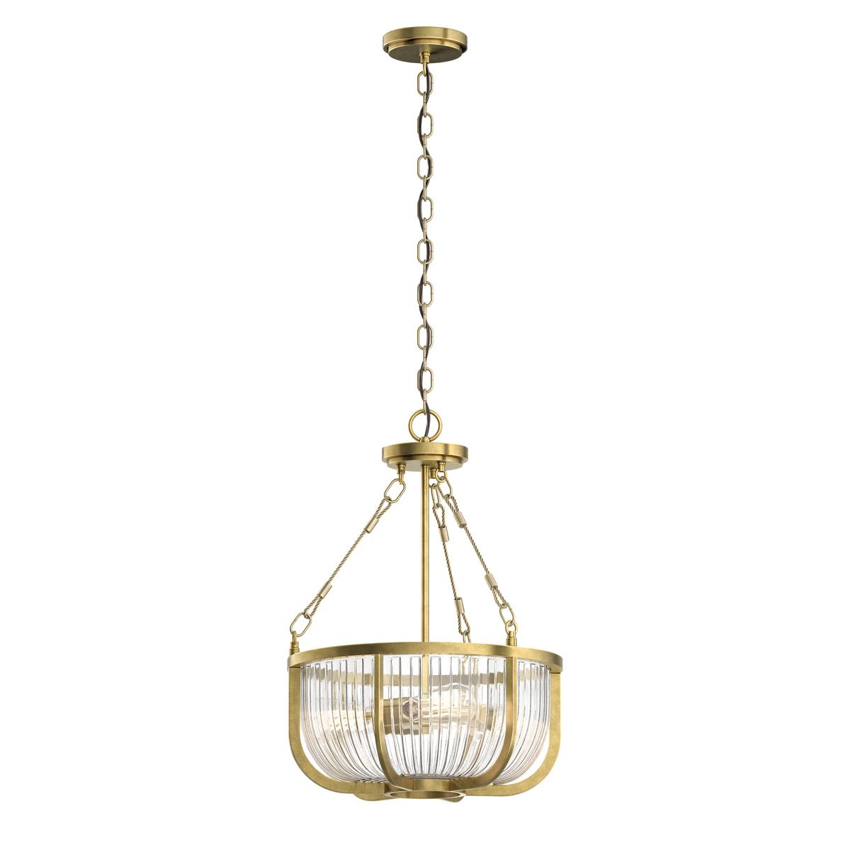 Roux 3 Light Pendant Natural Brass or Clear - QN-ROUX3-NBR