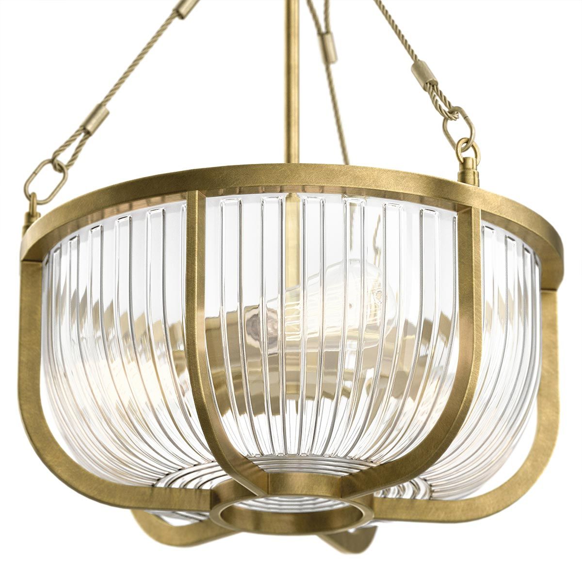 Roux 3 Light Pendant Natural Brass or Clear - QN-ROUX3-NBR