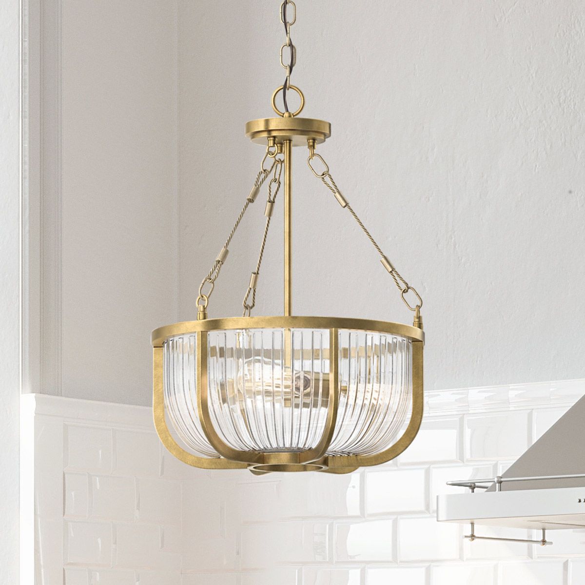 Roux 3 Light Pendant Natural Brass or Clear - QN-ROUX3-NBR