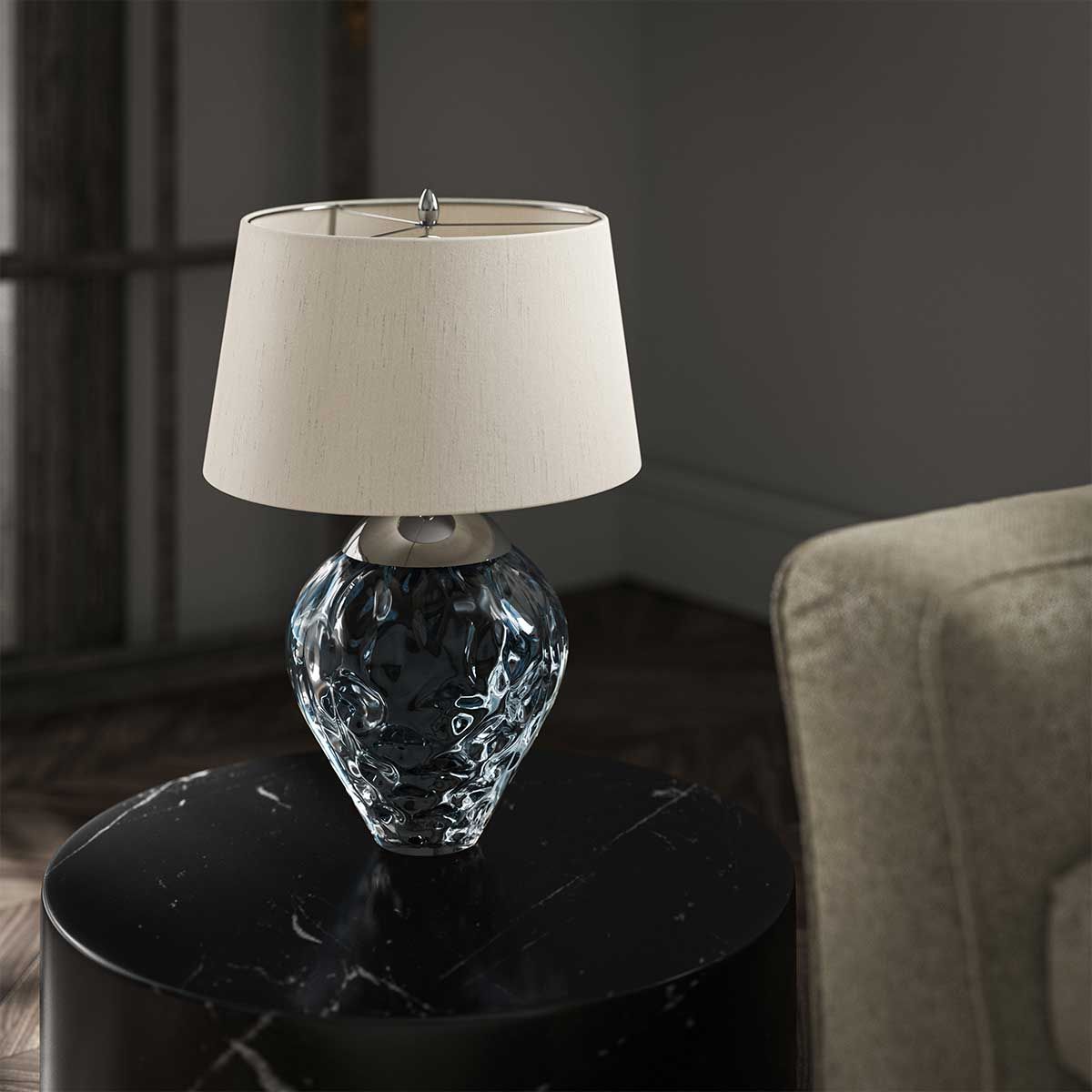 Samara Small Table Lamp Light Blue & Polished Nickel - QN-SAMARA-TL-BLU