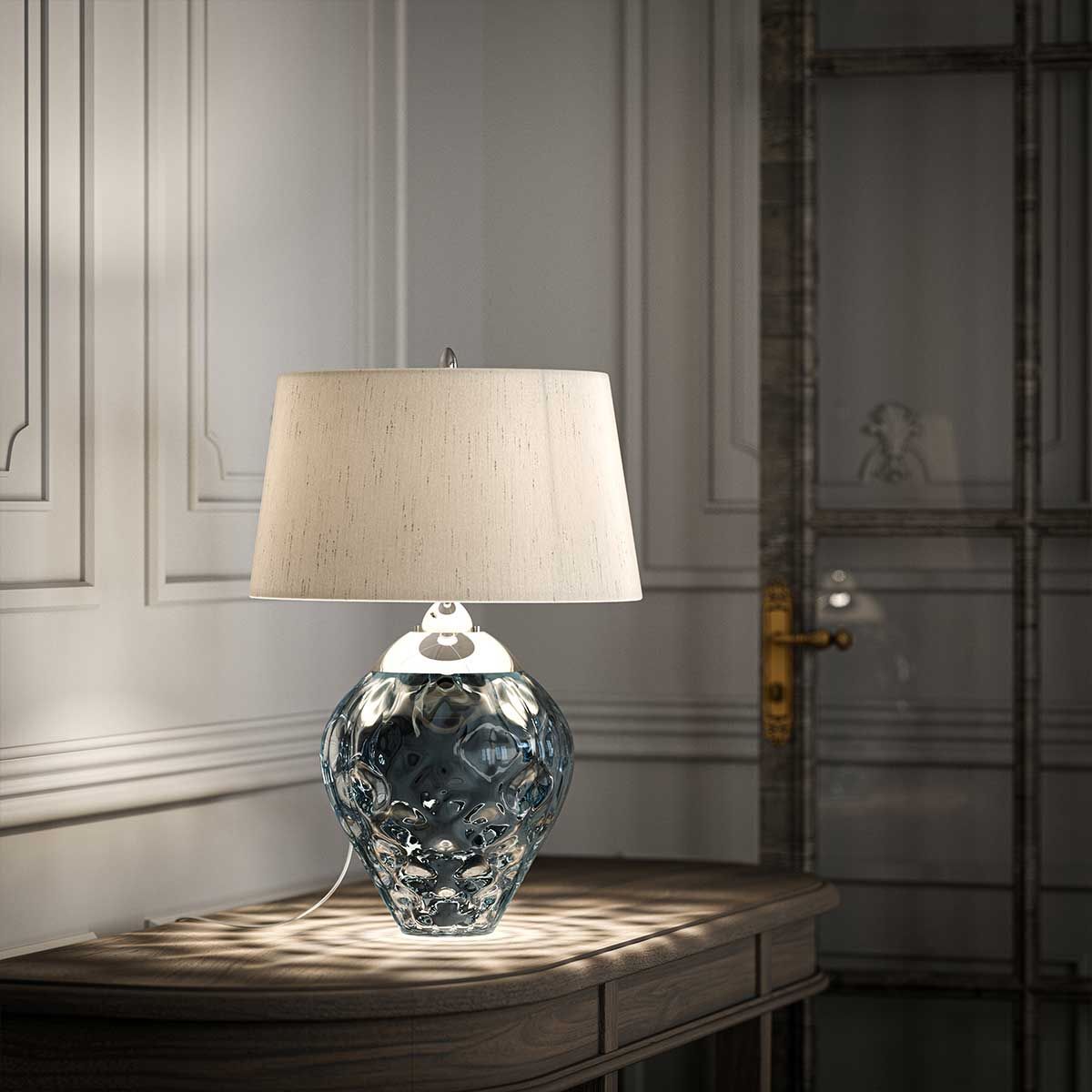 Samara Small Table Lamp Light Blue & Polished Nickel - QN-SAMARA-TL-BLU