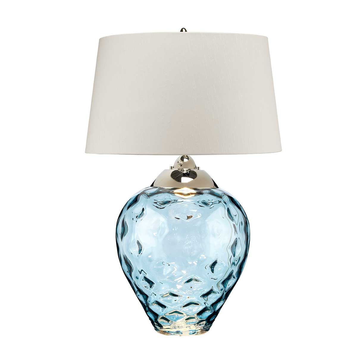 Samara Large Table Lamp Light Blue & Polished Nickel - QN-SAMARA-TL-LRG-BLU