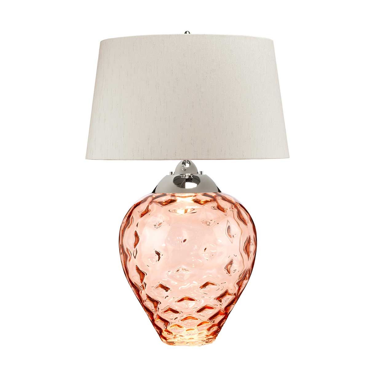 Samara Large Table Lamp Salmon & Polished Nickel - QN-SAMARA-TL-LRG-SLM