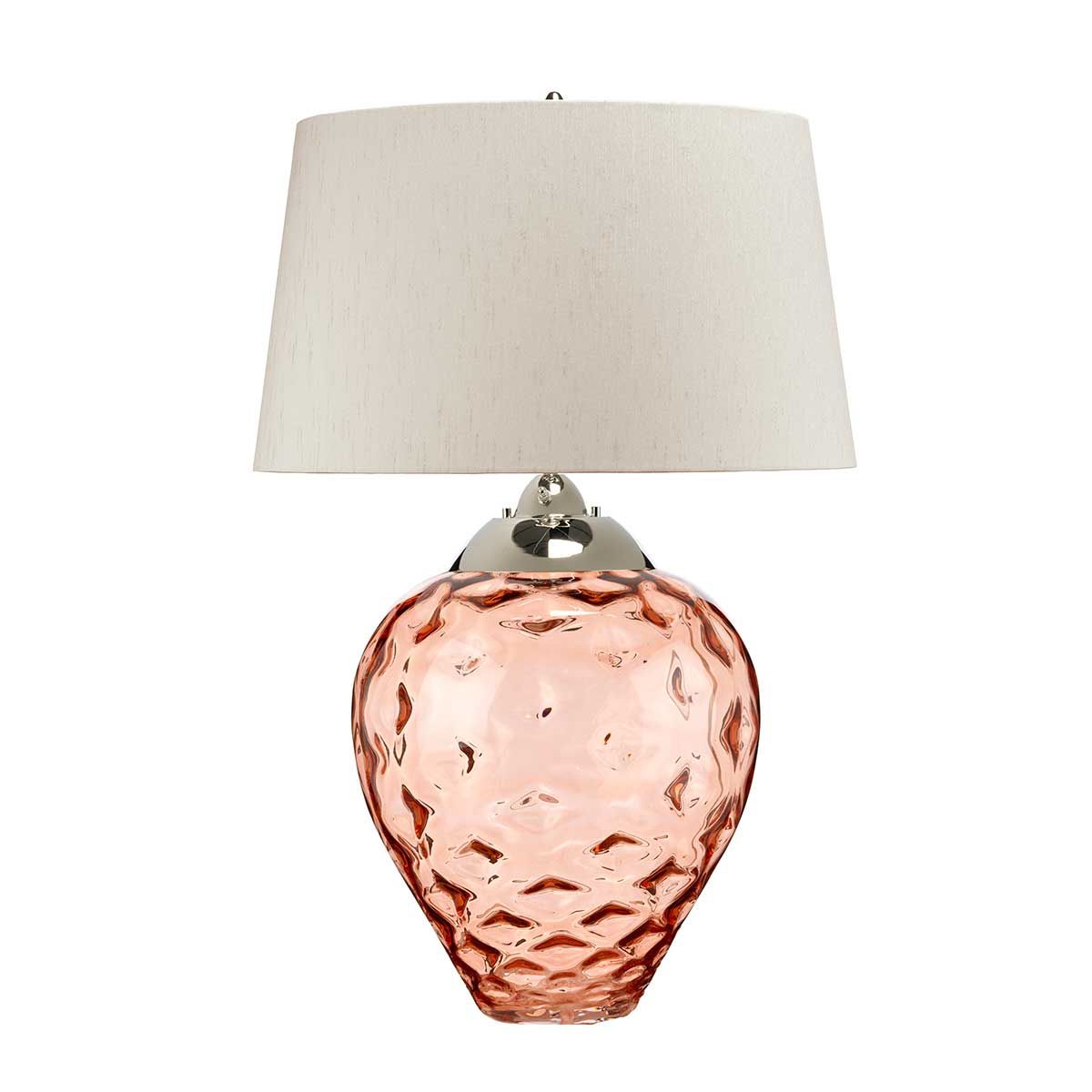 Samara Large Table Lamp Salmon & Polished Nickel - QN-SAMARA-TL-LRG-SLM