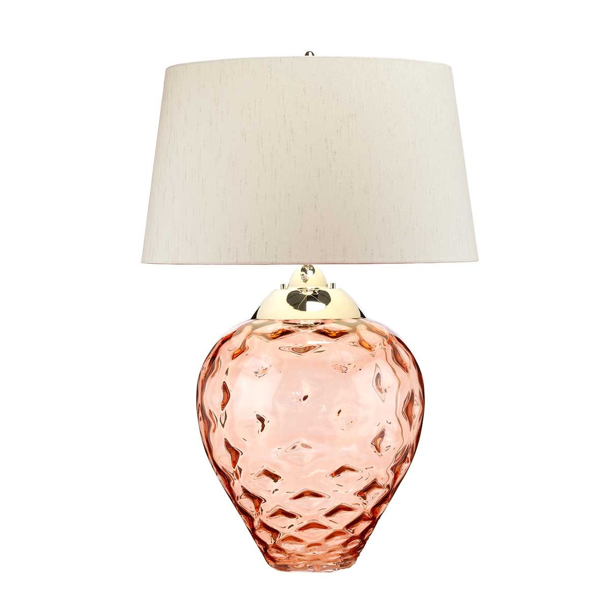 Samara Large Table Lamp Salmon & Polished Nickel - QN-SAMARA-TL-LRG-SLM