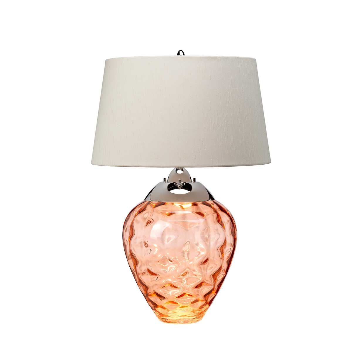 Samara Small Table Lamp Salmon & Polished Nickel - QN-SAMARA-TL-SLM