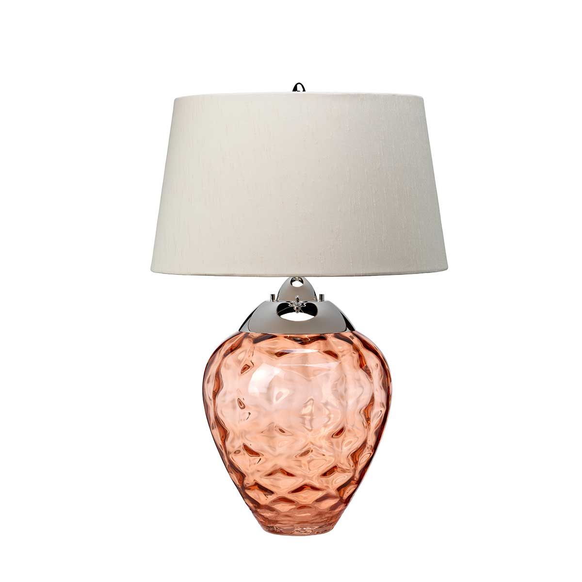 Samara Small Table Lamp Salmon & Polished Nickel - QN-SAMARA-TL-SLM