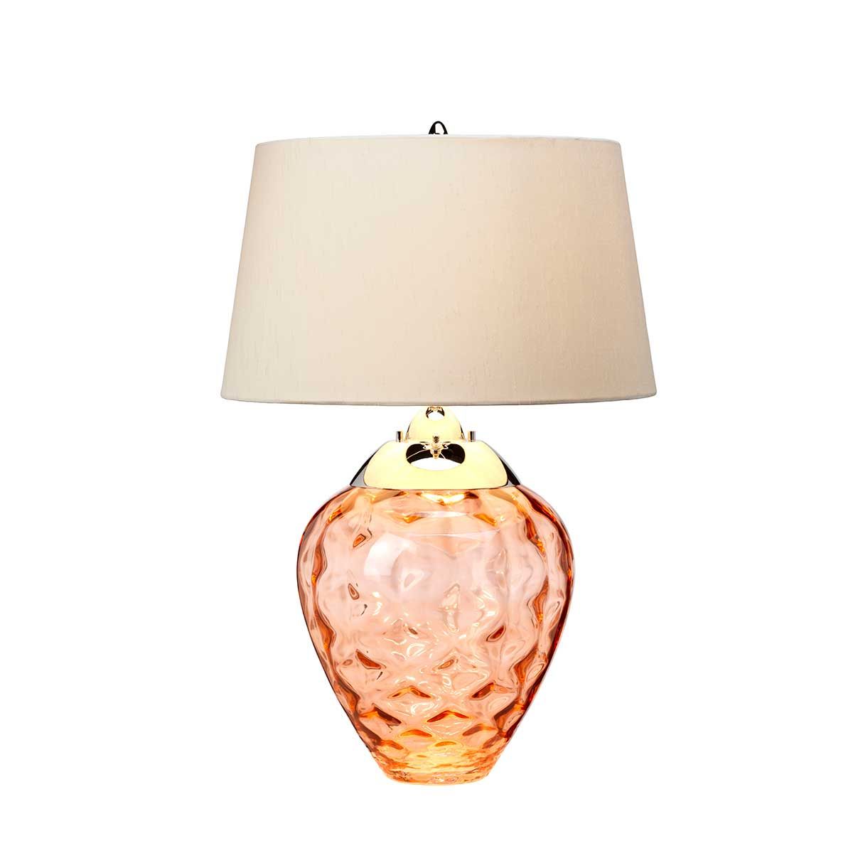 Samara Small Table Lamp Salmon & Polished Nickel - QN-SAMARA-TL-SLM