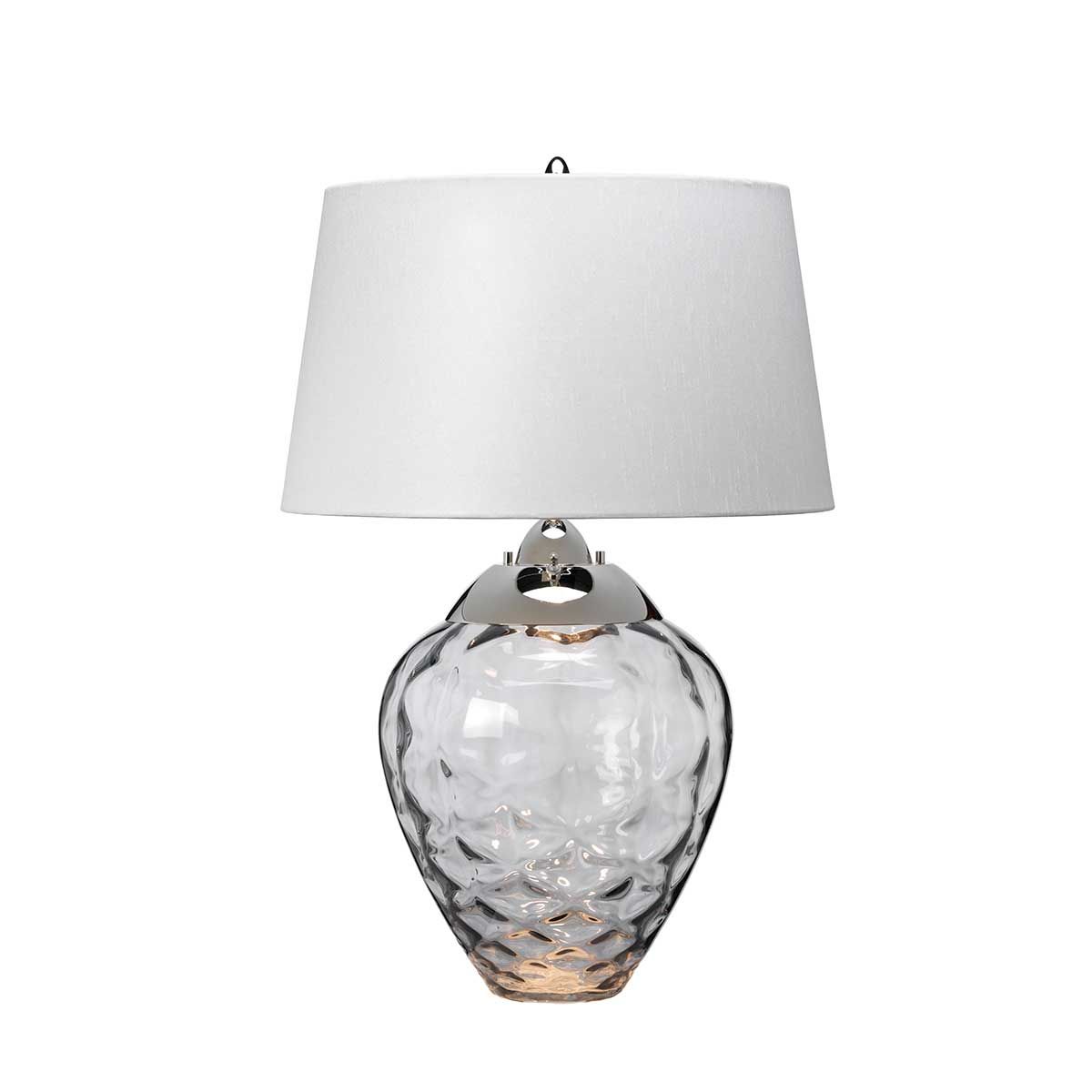 Samara Small Table Lamp Smoke & Polished Nickel - QN-SAMARA-TL-SMK