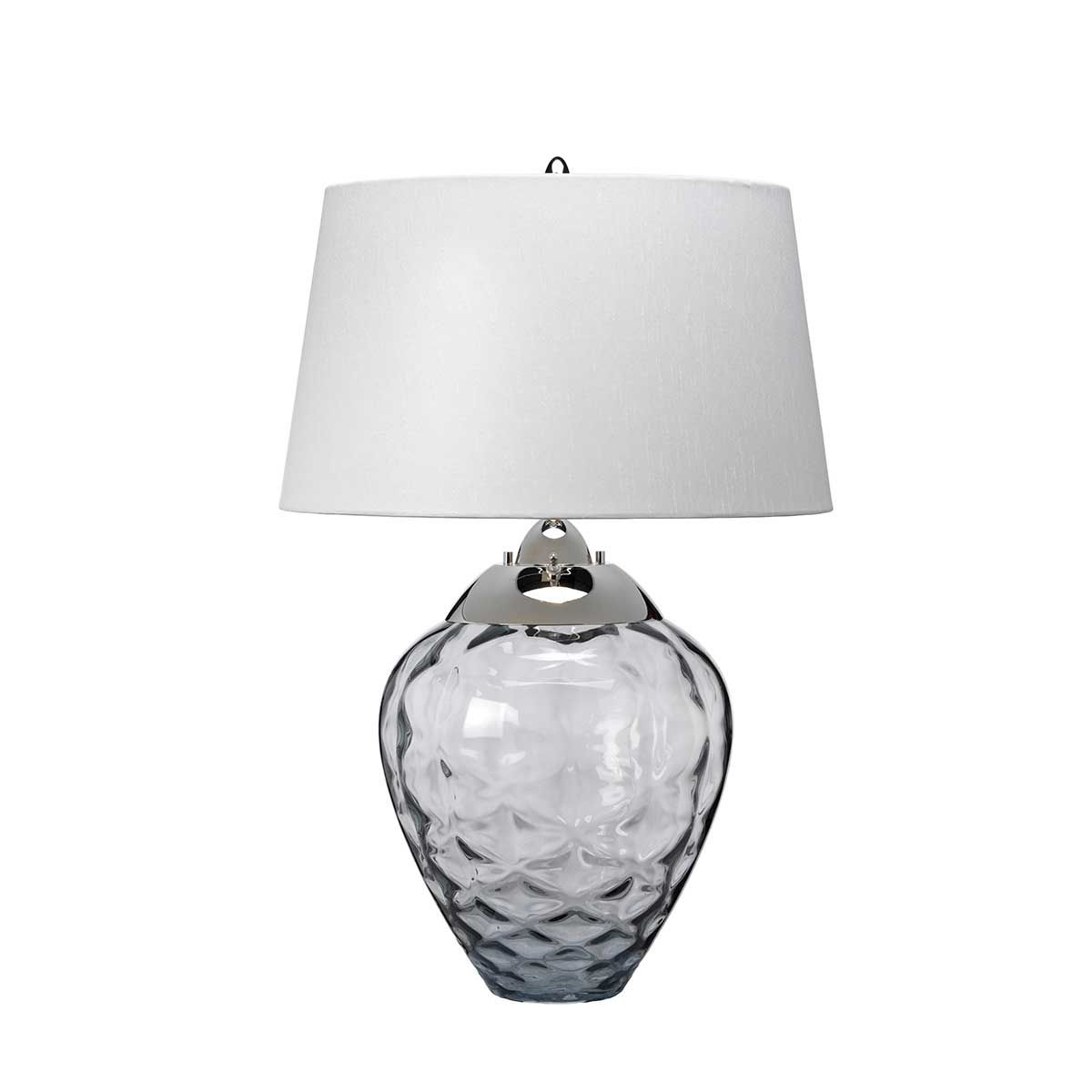 Samara Small Table Lamp Smoke & Polished Nickel - QN-SAMARA-TL-SMK