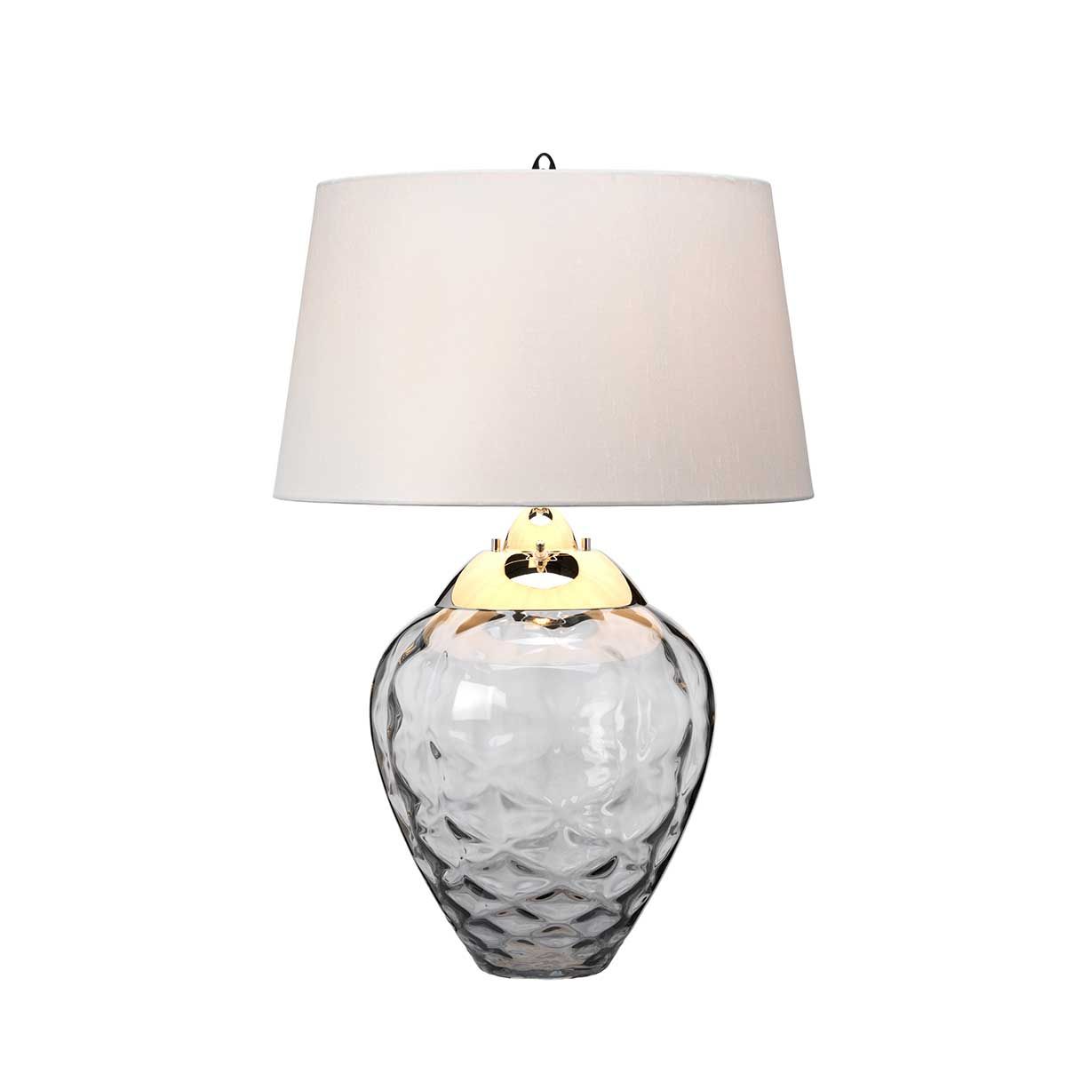 Samara Small Table Lamp Smoke & Polished Nickel - QN-SAMARA-TL-SMK