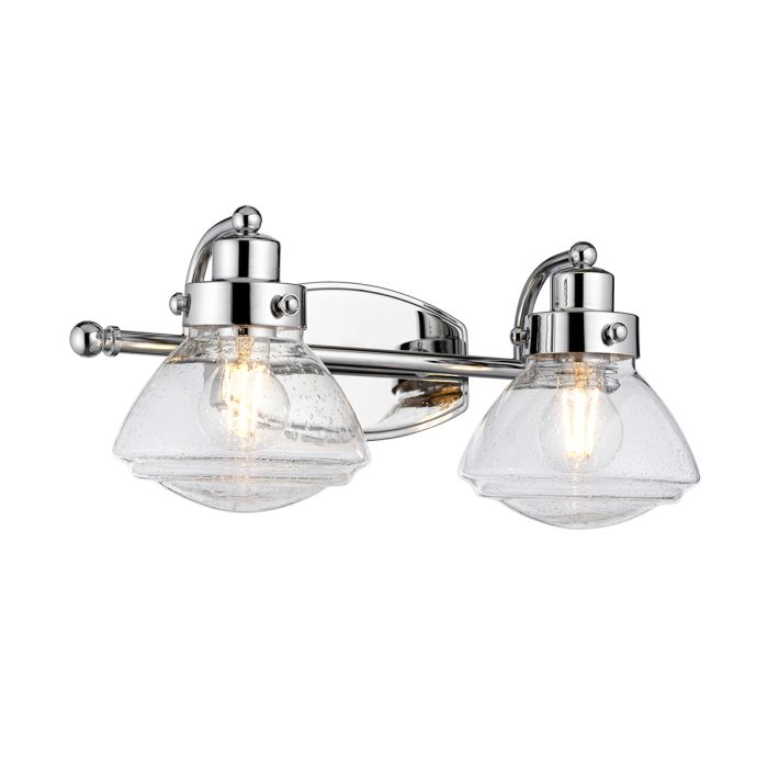 Scholar Vanity 2 Light Polished Chrome & Clear - QN-SCHOLAR2