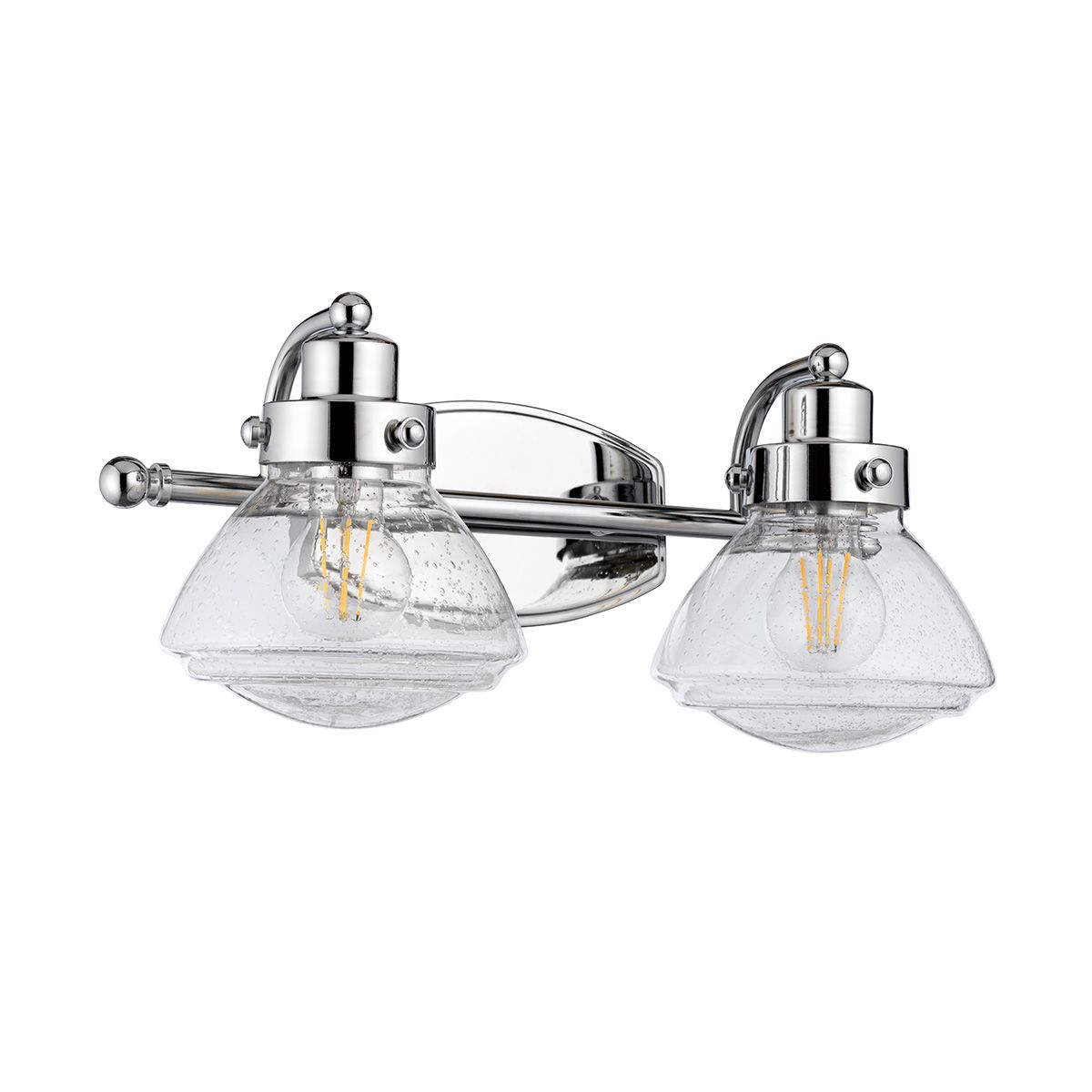 Scholar Vanity 2 Light Polished Chrome & Clear - QN-SCHOLAR2