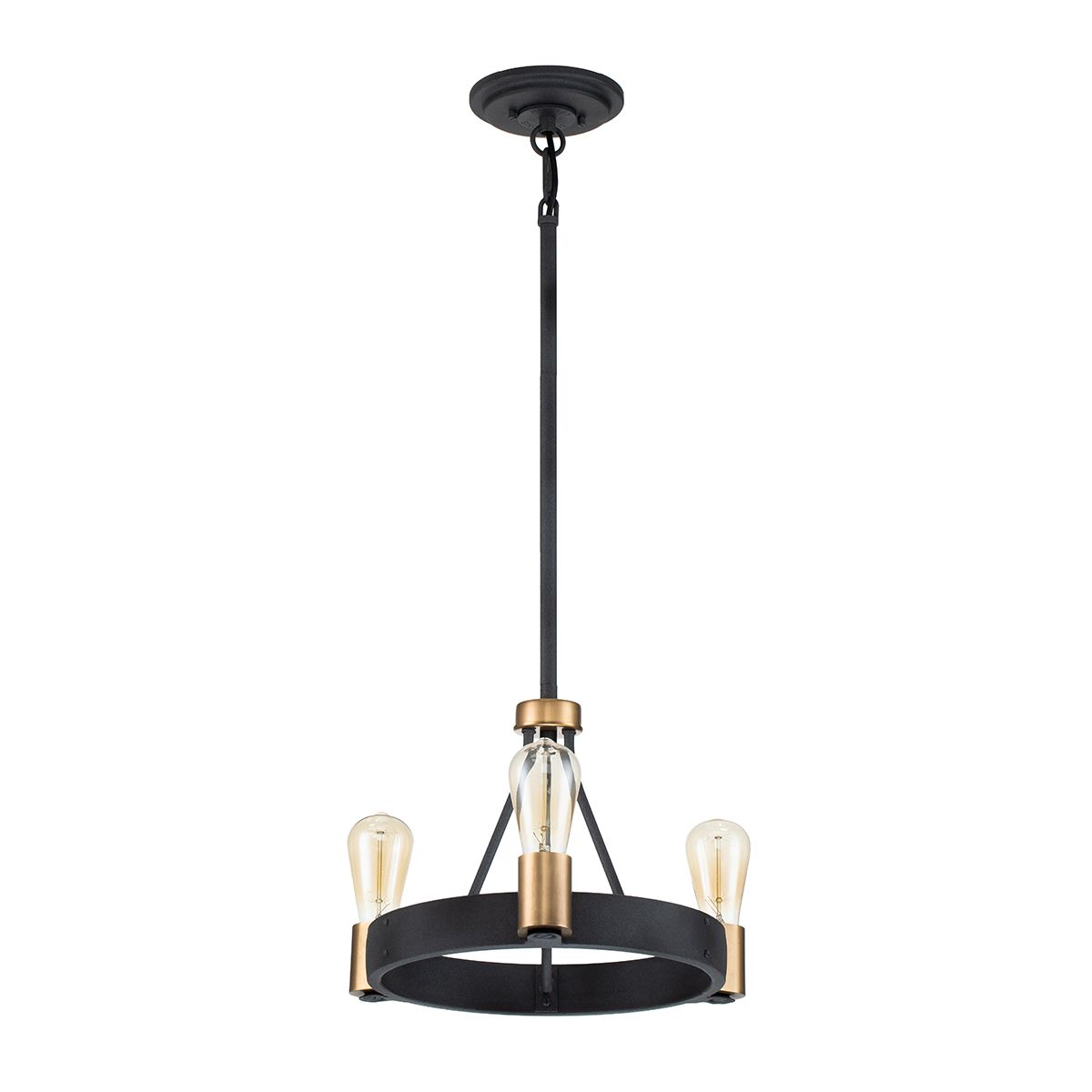 Silas Pendant 3 Light Aged Zinc & Heritage Brass - QN-SILAS-3P-DZ