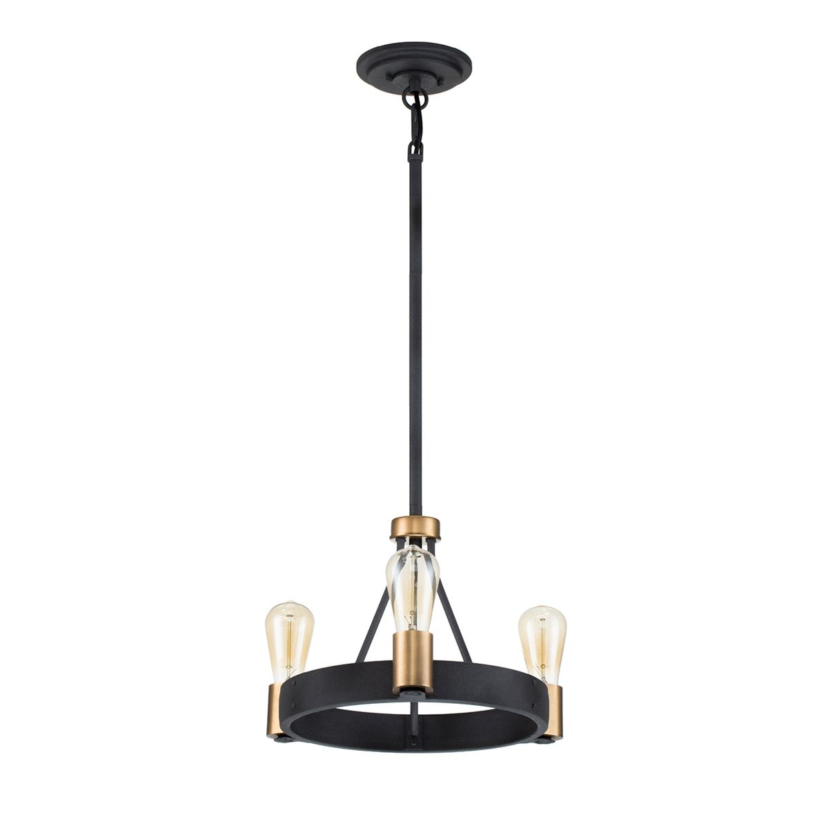 Silas Pendant 3 Light Aged Zinc & Heritage Brass - QN-SILAS-3P-DZ