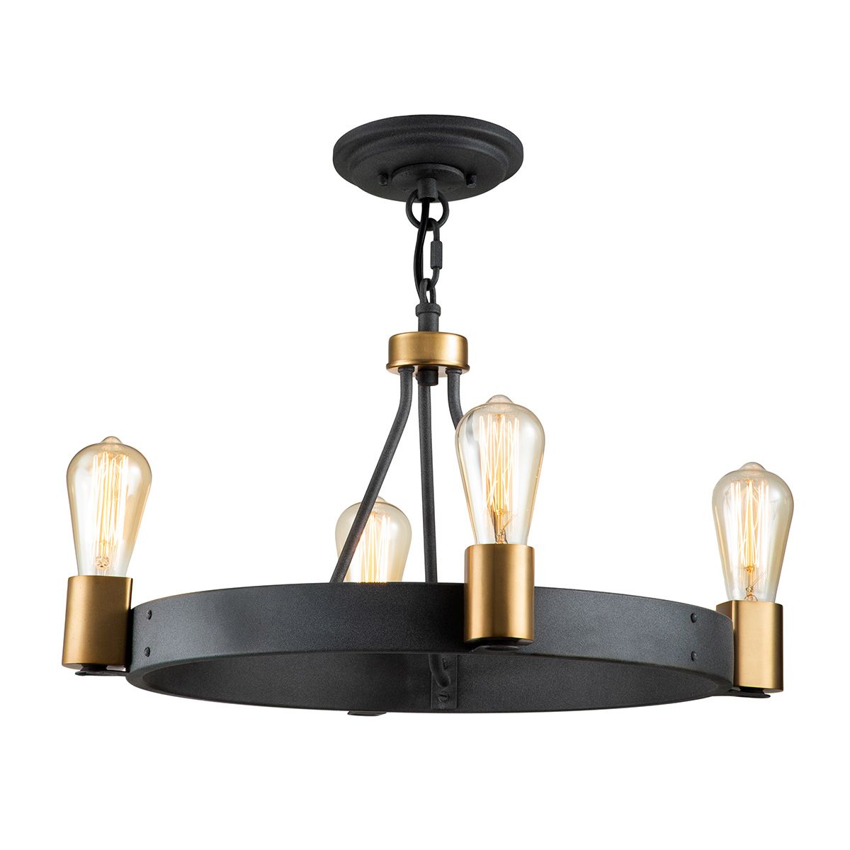 Silas Pendant 4 Light Aged Zinc & Heritage Brass - QN-SILAS-4P-DZ