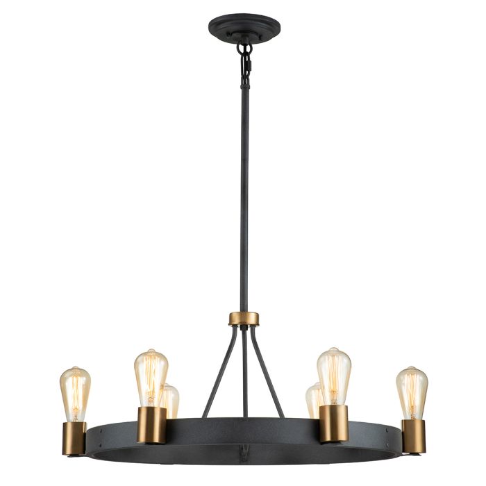 Silas Pendant 6 Light Aged Zinc & Heritage Brass - QN-SILAS-6P-DZ