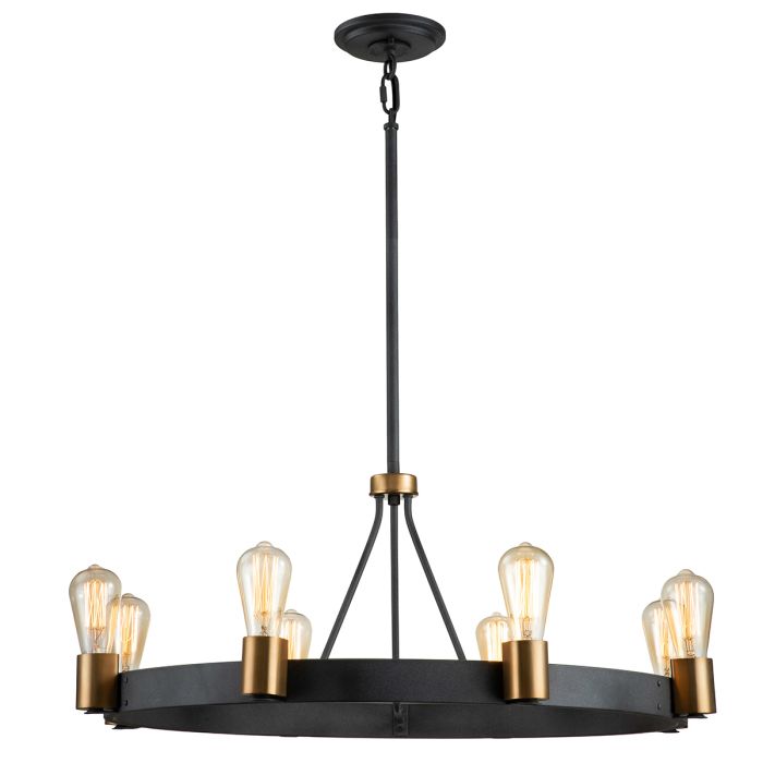 Silas Pendant 8 Light Aged Zinc & Heritage Brass - QN-SILAS-8P-DZ