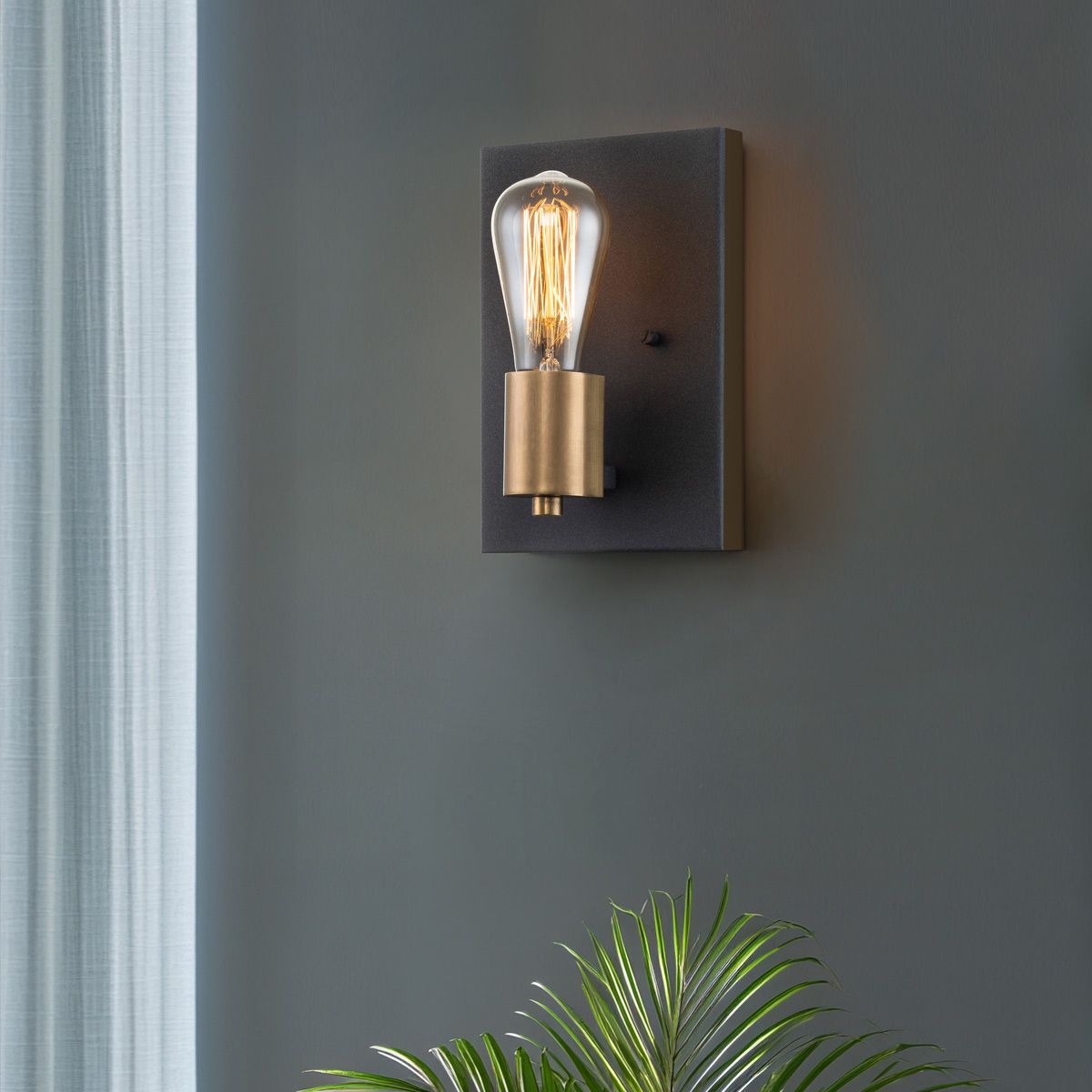 Silas Wall Light Aged Zinc & Heritage Brass - QN-SILAS1-DZ