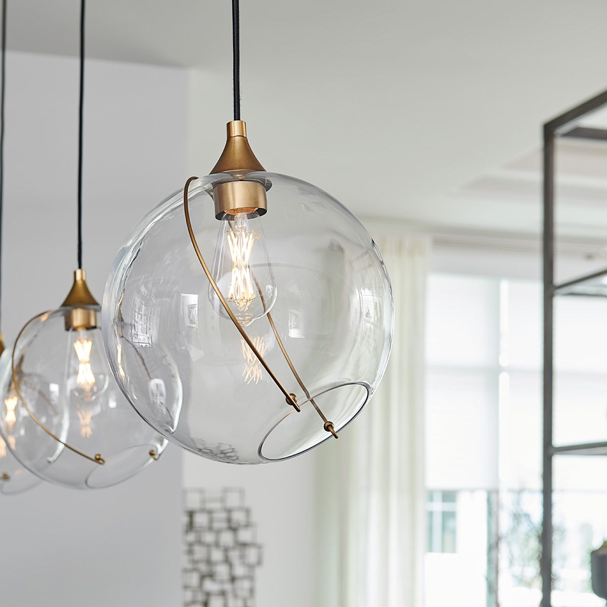 Skye Pendant Light Heritage Brass or Clear - QN-SKYE-1P