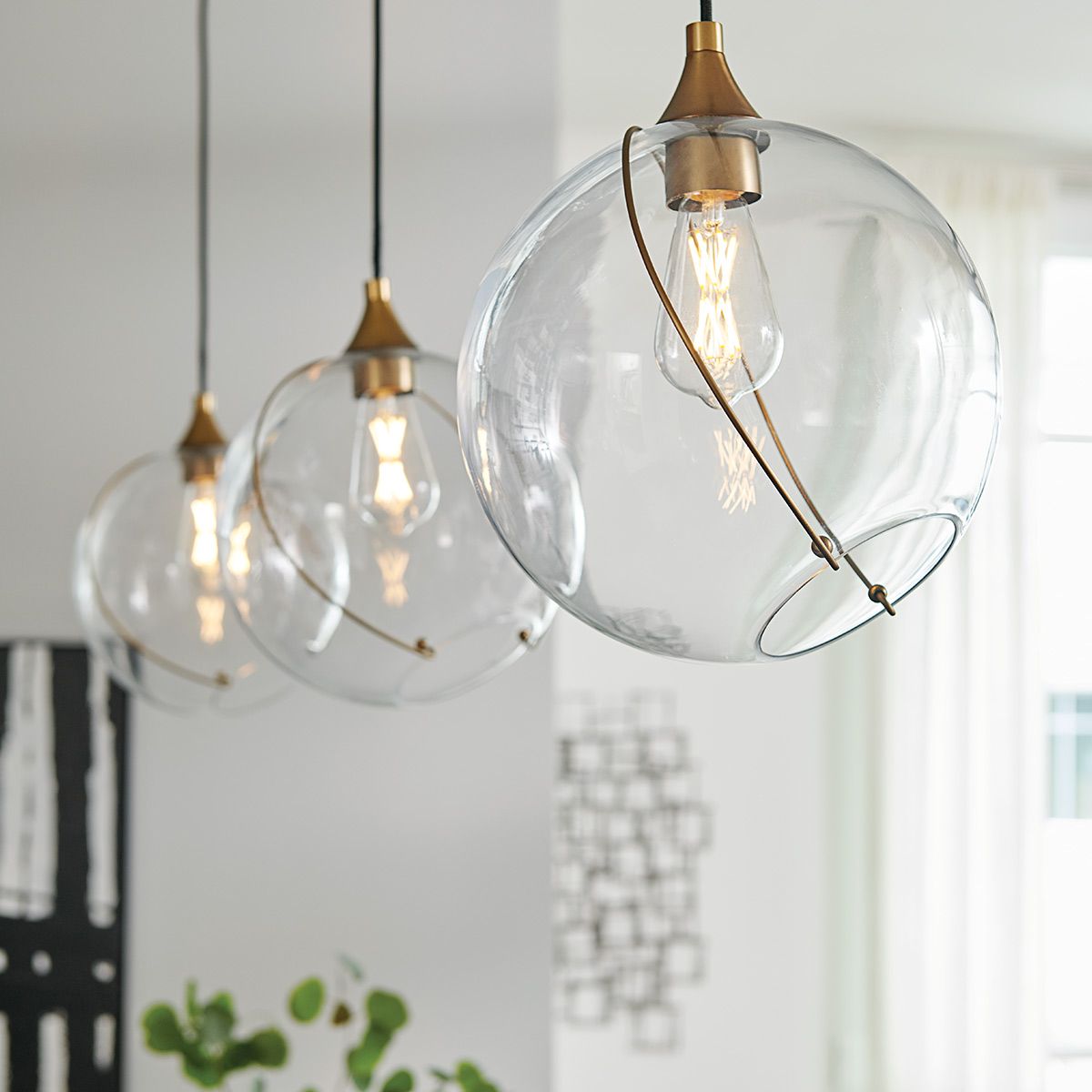 Skye Pendant Light Heritage Brass or Clear - QN-SKYE-1P