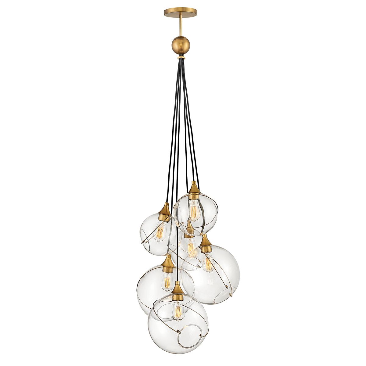 Skye 6 Light Pendant Heritage Brass or Clear - QN-SKYE-6P