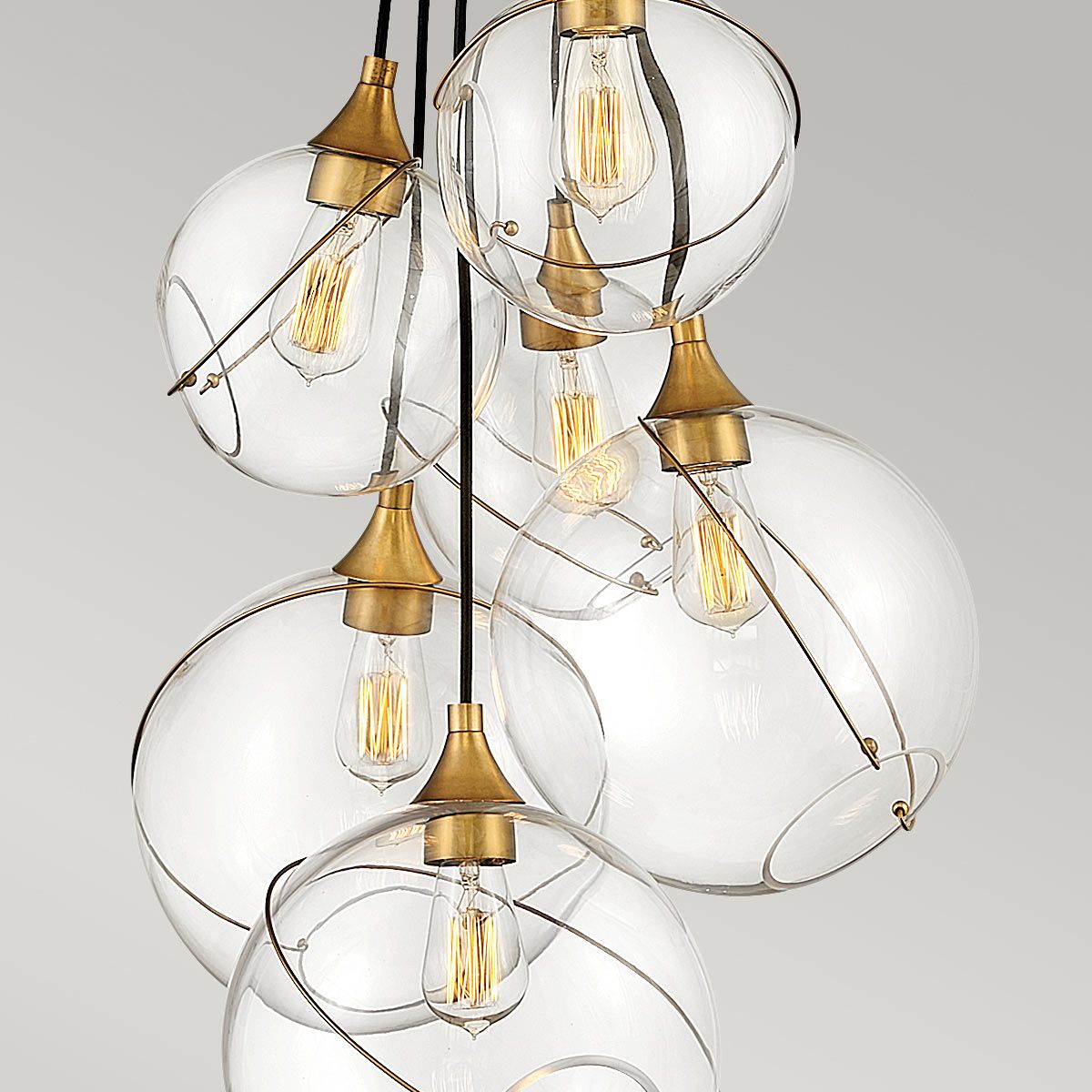 Skye 6 Light Pendant Heritage Brass or Clear - QN-SKYE-6P