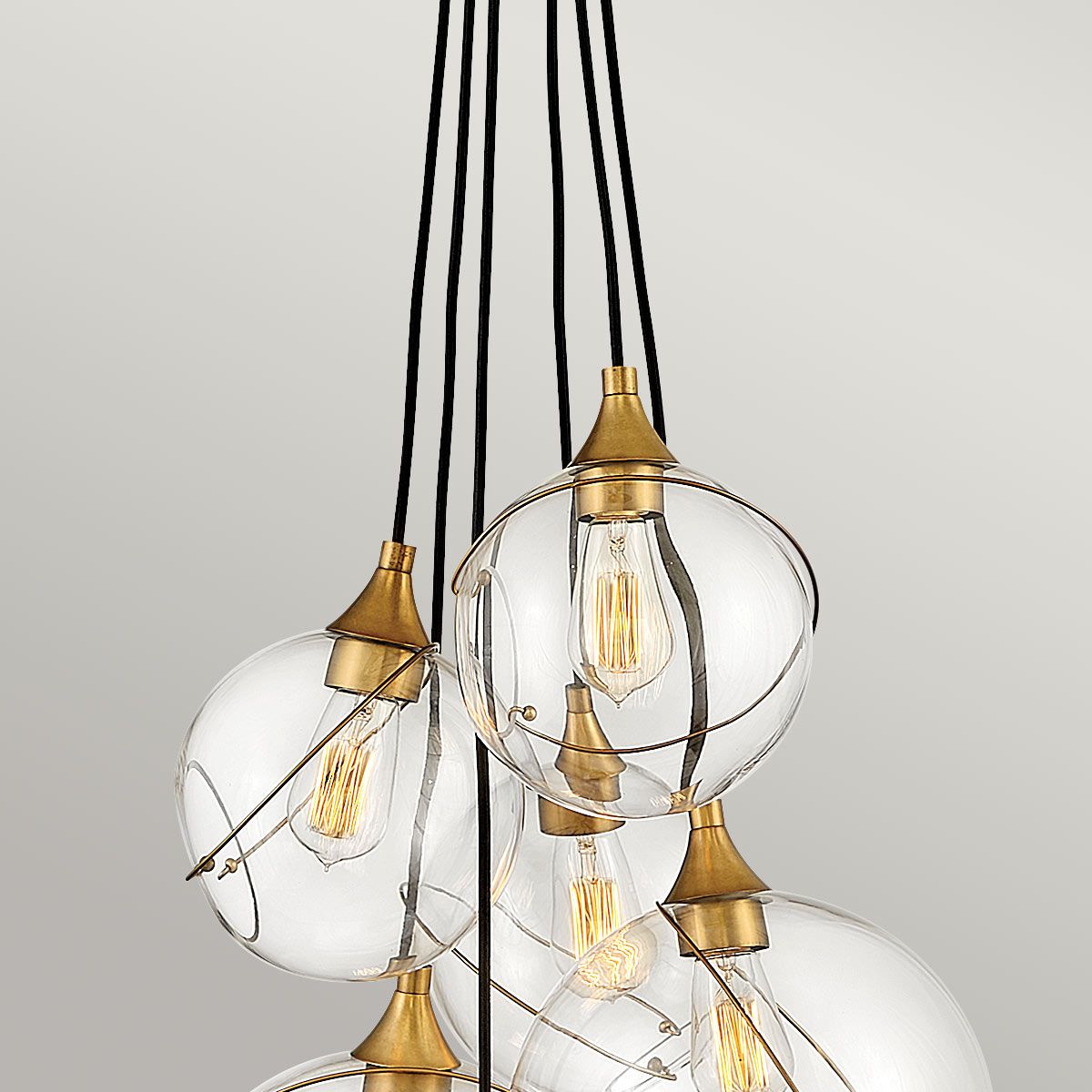 Skye 6 Light Pendant Heritage Brass or Clear - QN-SKYE-6P