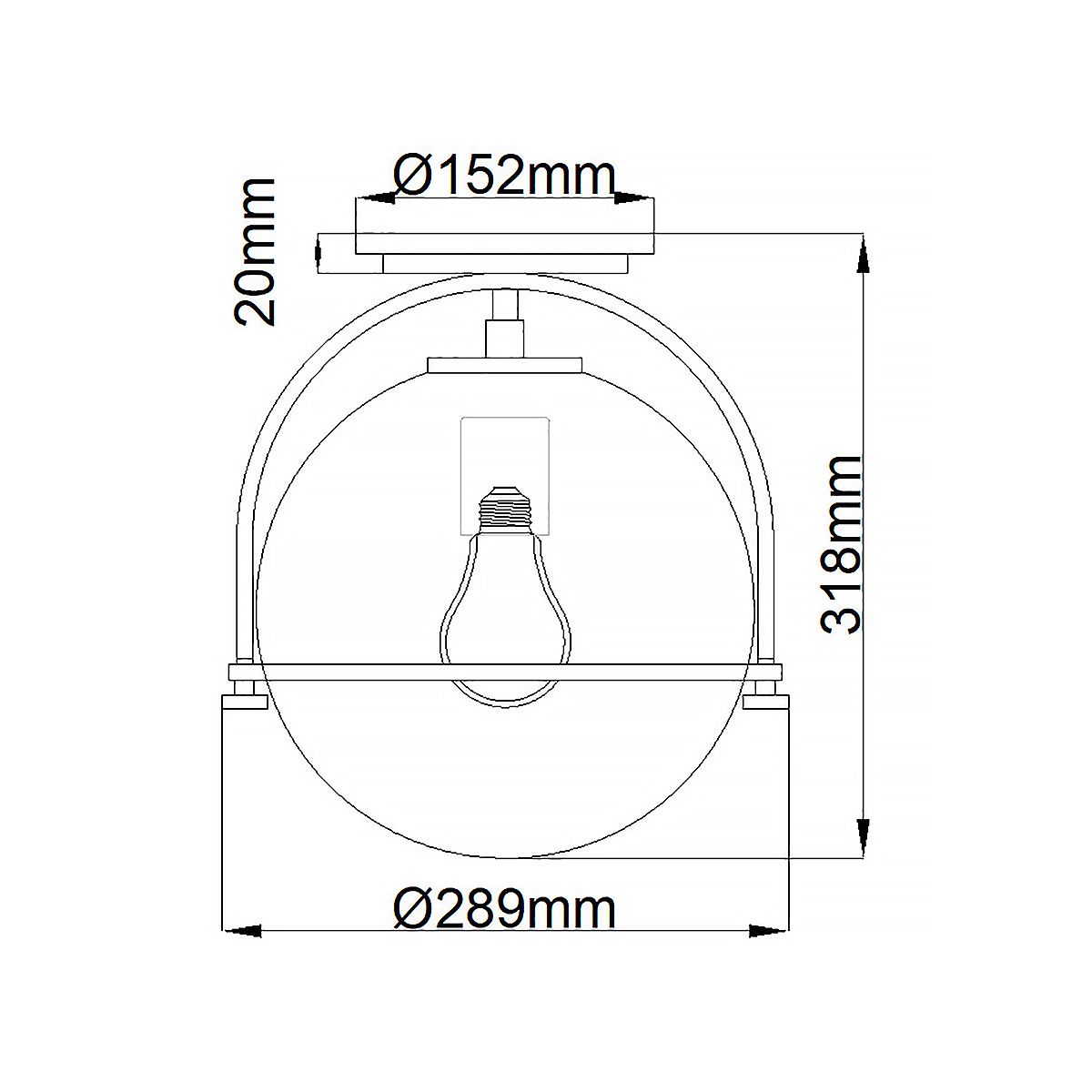 Somerset Ceiling Flush Light Black & Clear - QN-SOMERSET-F-C-BK