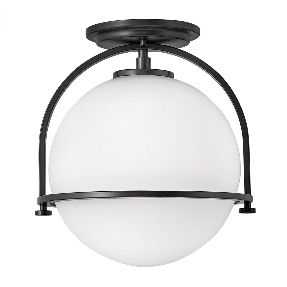 Somerset Ceiling Flush Light Black & Opal - QN-SOMERSET-F-O-BK