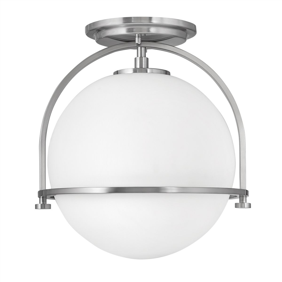 Somerset Ceiling Flush Light Brushed Nickel & Opal - QN-SOMERSET-F-O-BN