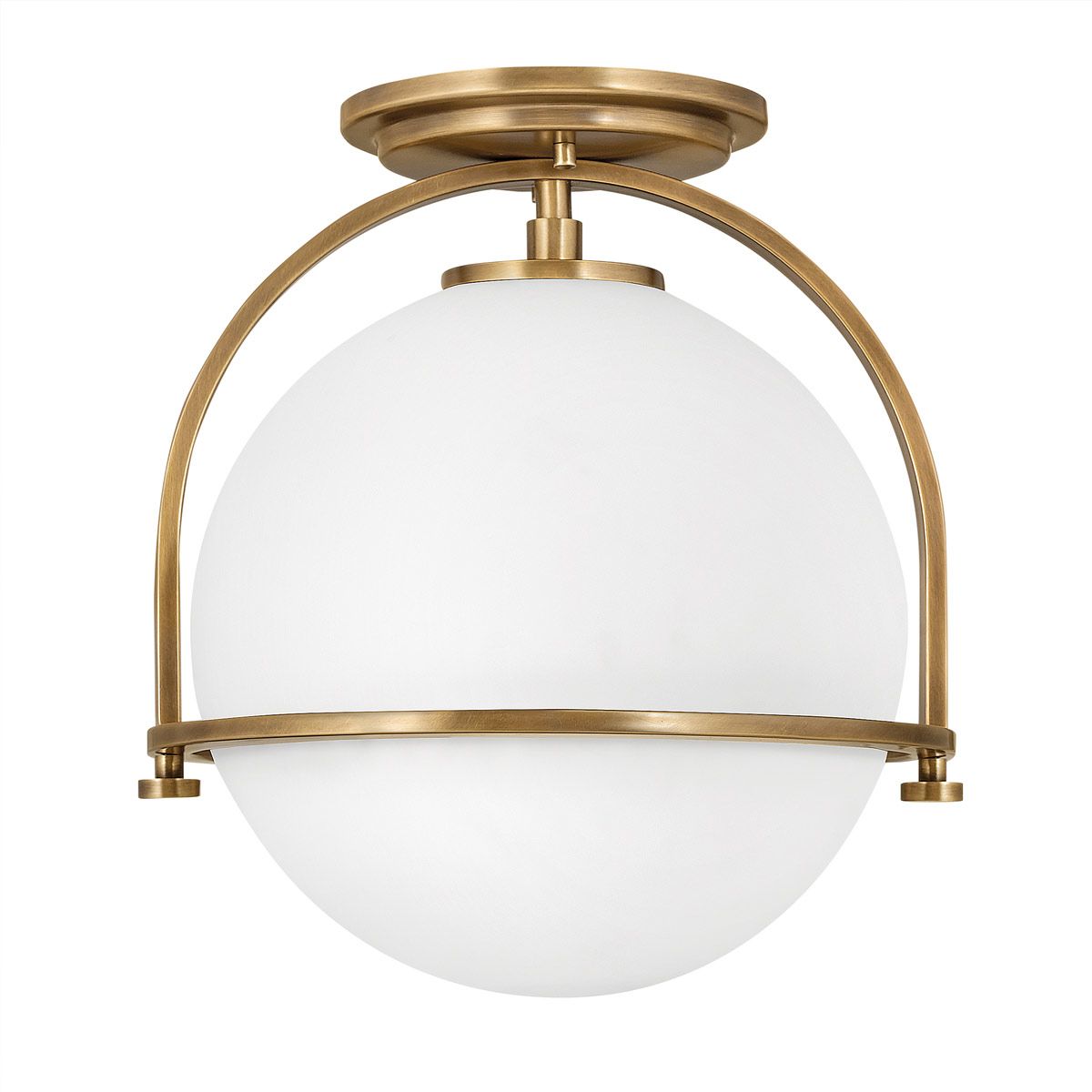 Somerset Ceiling Flush Light Heritage Brass & Opal - QN-SOMERSET-F-O-HB