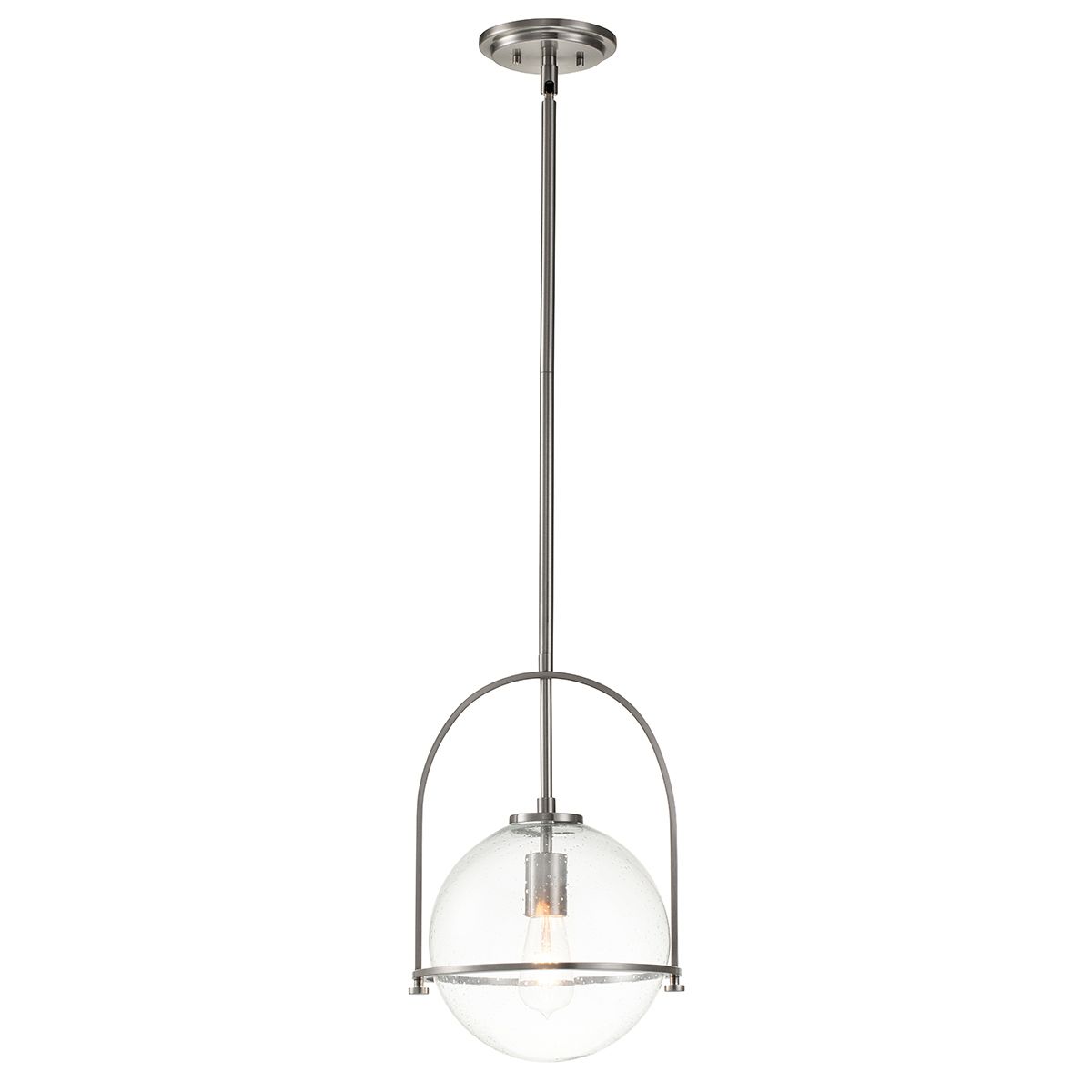 Somerset Medium Pendant Light Brushed Nickel & Clear - QN-SOMERSET-P-C-BN