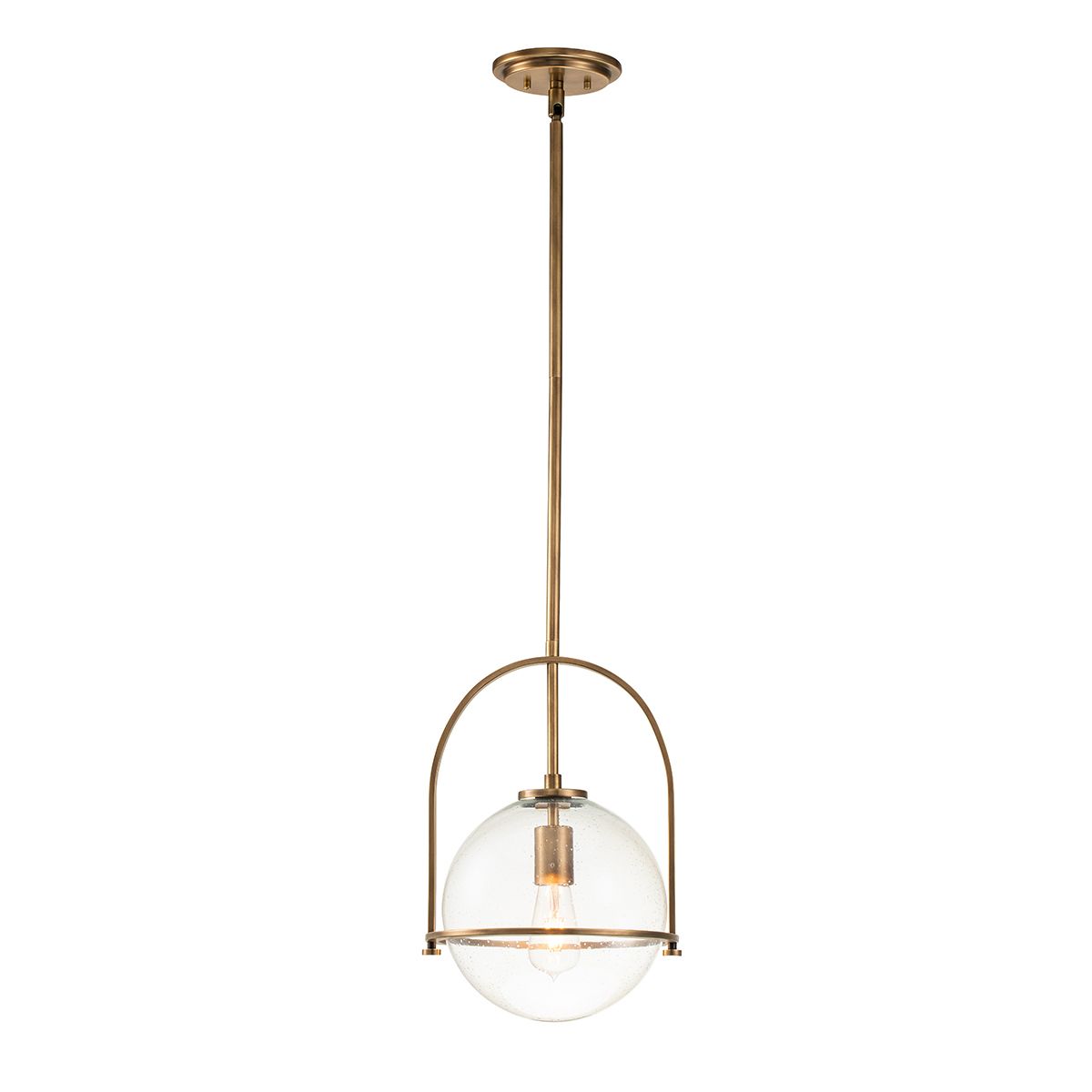 Somerset Medium Pendant Light Heritage Brass & Clear - QN-SOMERSET-P-C-HB