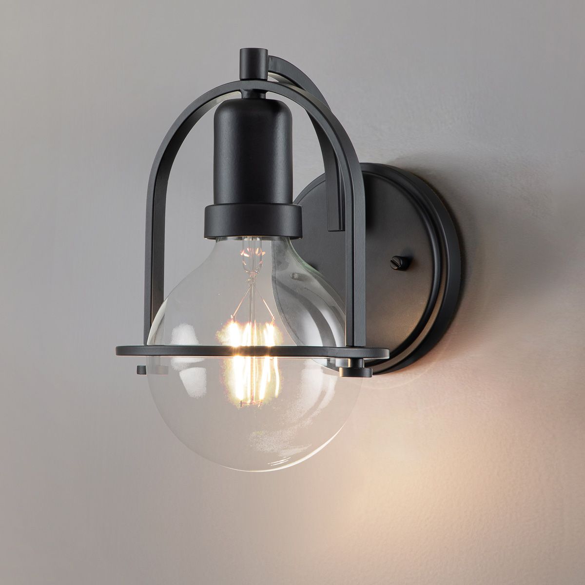 Somerset Wall Light Black & Clear - QN-SOMERSET1-C-BK