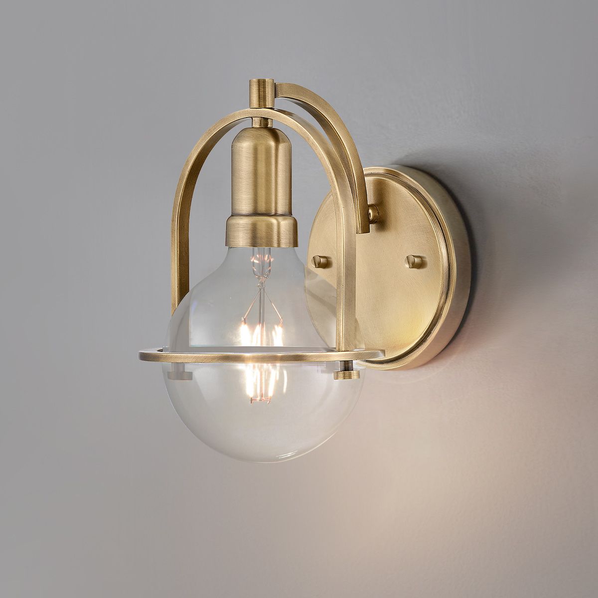 Somerset Wall Light Heritage Brass & Clear - QN-SOMERSET1-C-HB