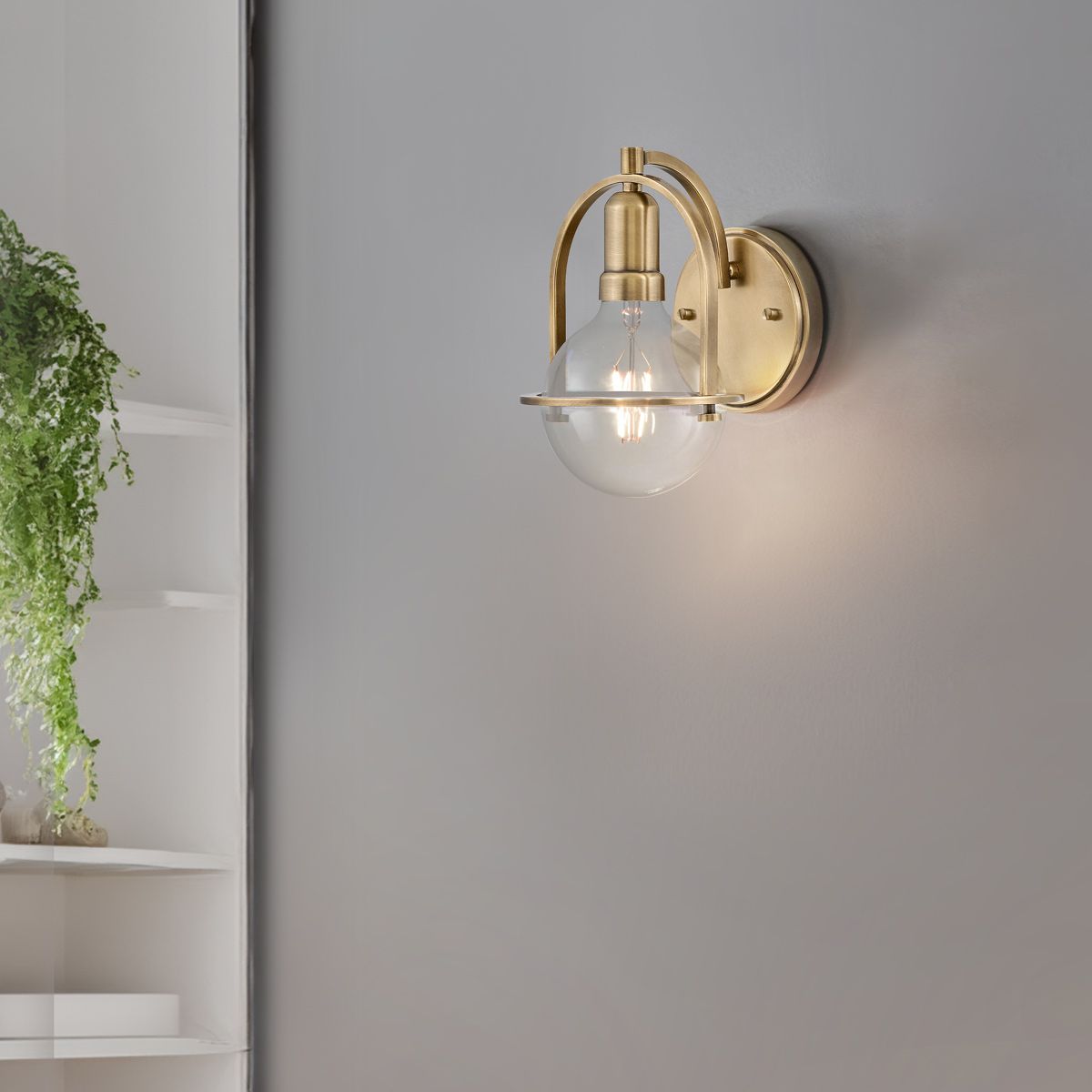 Somerset Wall Light Heritage Brass & Clear - QN-SOMERSET1-C-HB